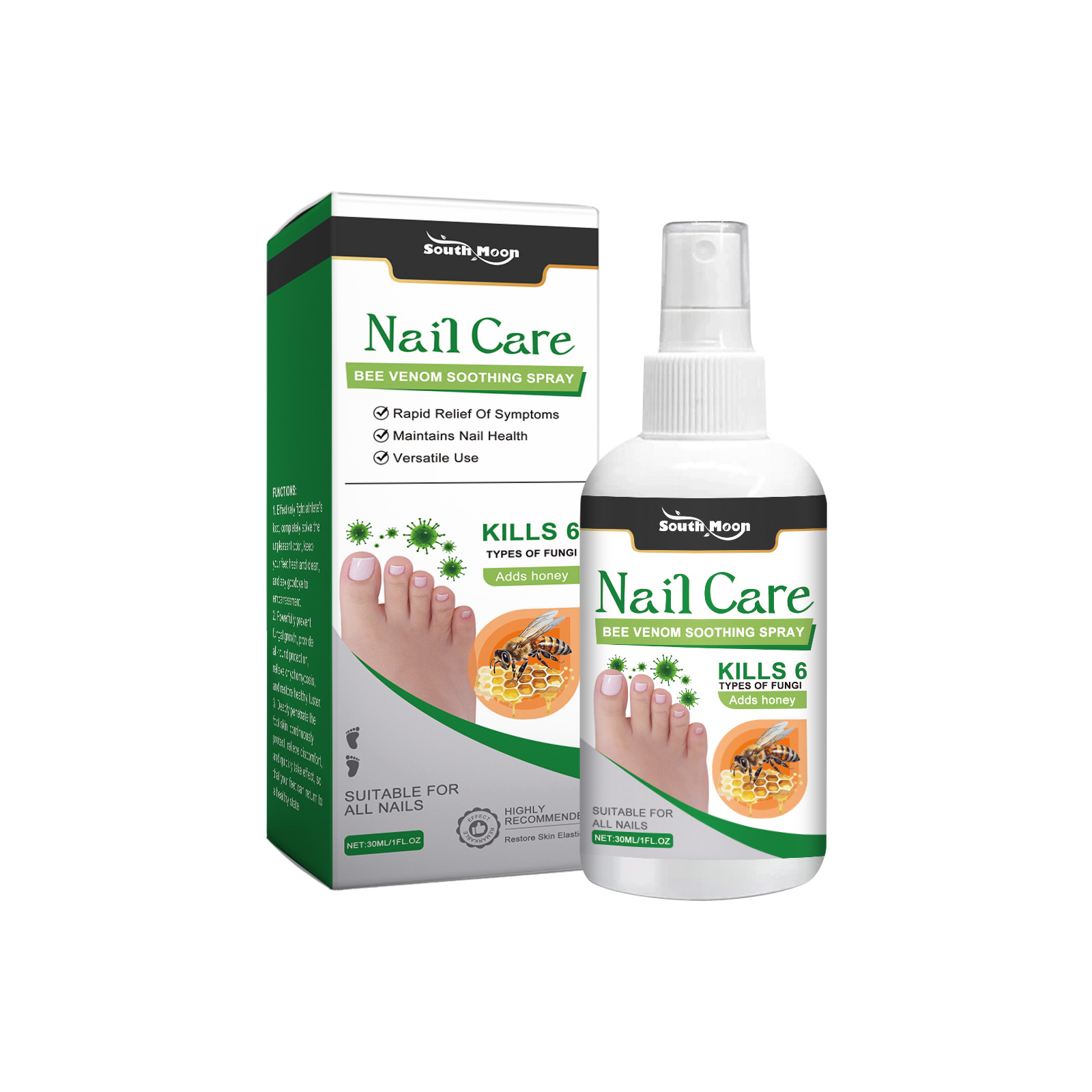 South Moon Nail Care Spray, Gentle Odor Relief Repair Nail Shine Essence Spray - Image 7