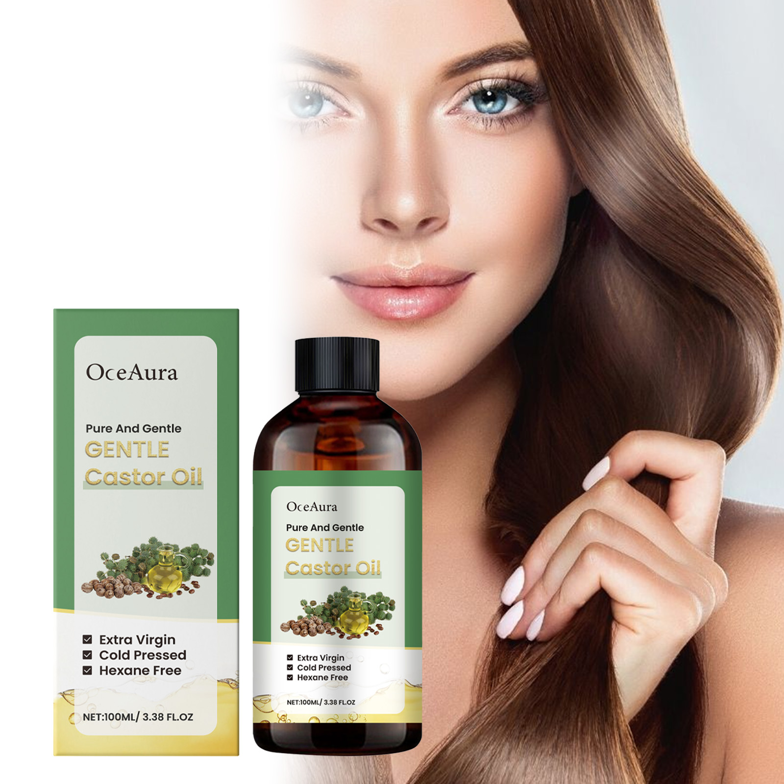 OceAura Multi-Effect Castor Oil Gentle Moisturizing, Hydrating And Repairing Skin And Nourishing Hair Follicles Multi-Effect Essential Oil - Image 2
