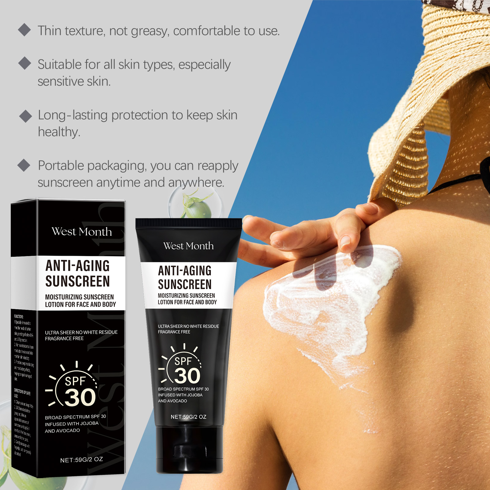 West&Month Face And Body Protection Cream Gently Nourishes, Protects And Insulates Skin, Refreshing And Hydrating - Image 3