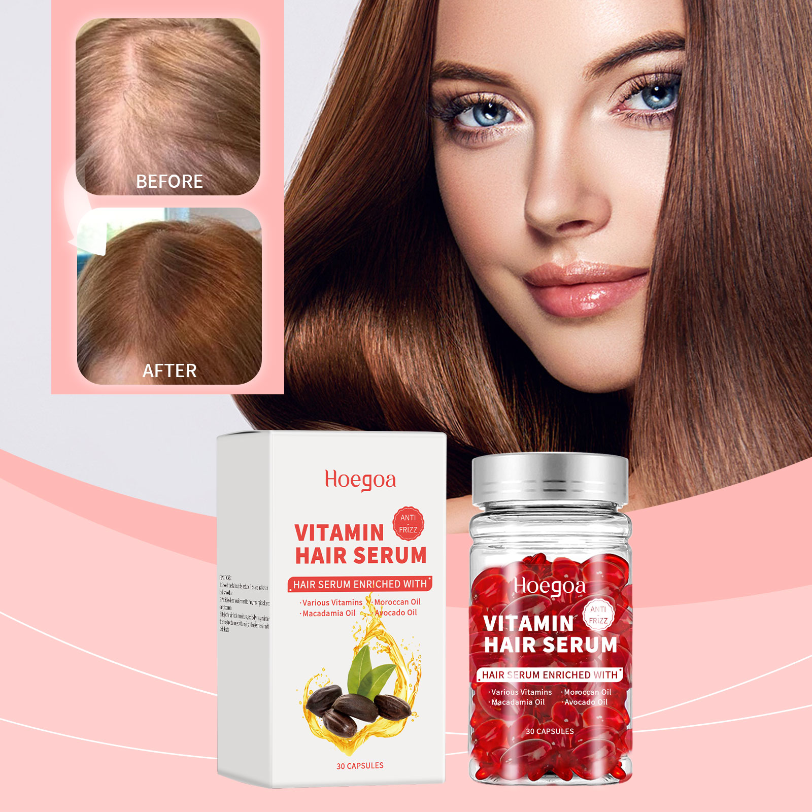 Hoegoa Morocco Hair Care Capsule, Nourishing And Repairing Hair Split End Broken Hair Dry Hair Care - Afbeelding 2