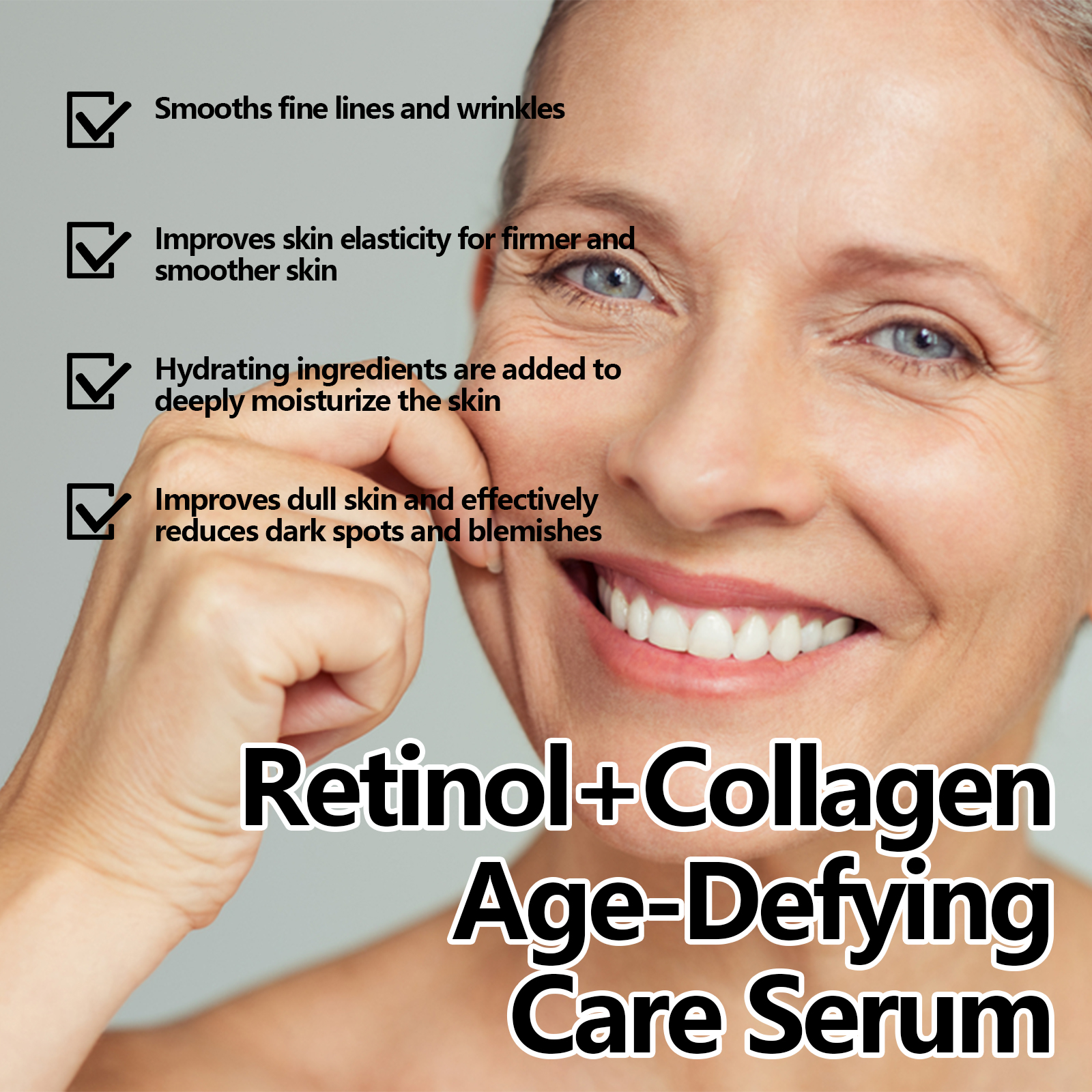 hoygi Retinol+Collagen Age-Defying Care Serum, Tighten Skin Anti-Wrinkle Anti-Aging Repair Pore Moisturizing Tender Skin - Image 5