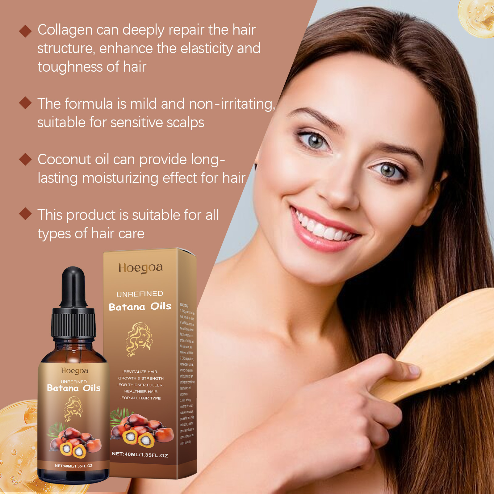Batana Hair Care Oil Repair Dry And Irritated Hair, Moisturize Scalp And Smooth Daily Massage Hair Care Oil - Image 5