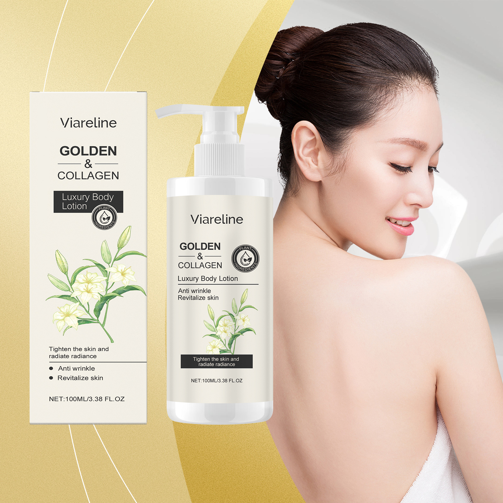 Viareline Gold Collagen Body Lotion Hydrates And Moisturizes Skin Refreshing, Tender And Nourishing Body Lotion - Image 2