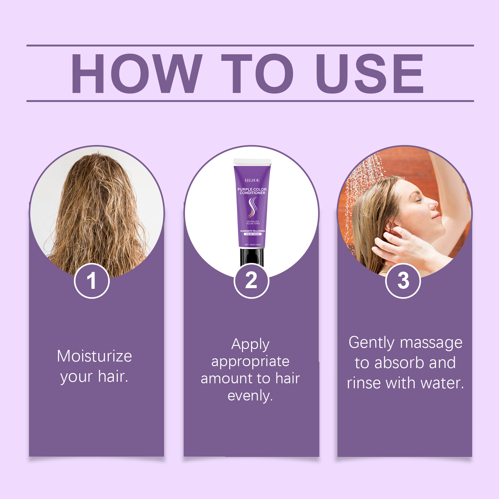 Nourishing Purple Conditioner Hair Care Soft Shine Improve Dry Hair Color Long Lasting Conditioner - Image 6