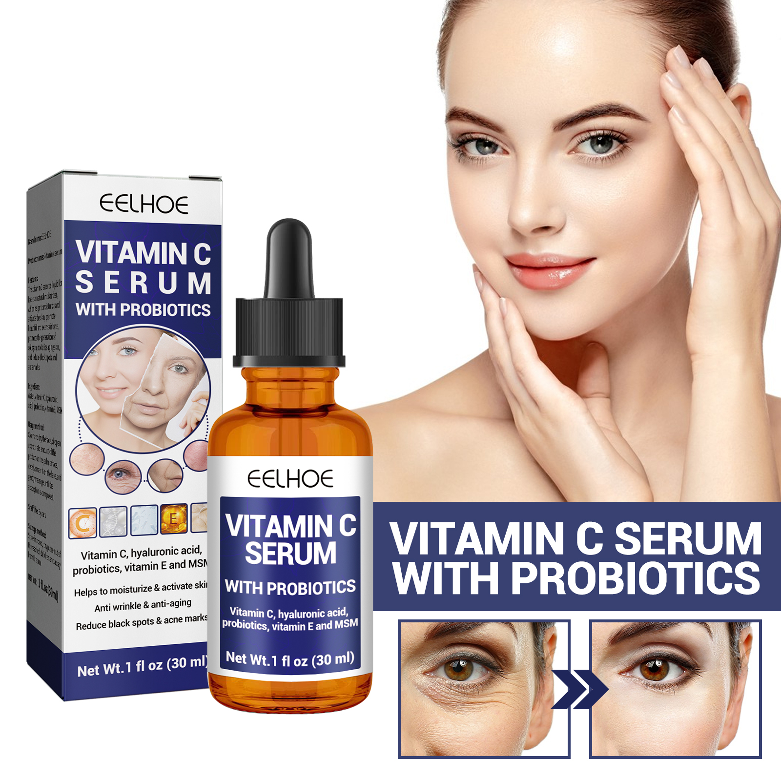 EELHOE Anti-aging Vitamin C Facial Essence, Reduces Spots Acne Fine Lines, Moisturizes Facial Essence - Image 3