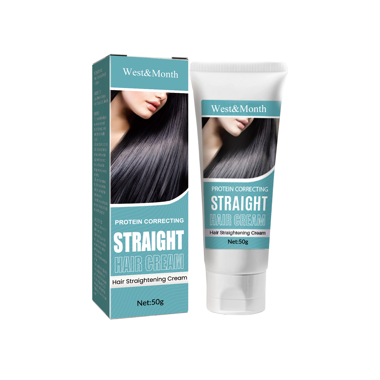 West&Month Protein Correcting Straight Hair Cream, Straighten-free Hair Treatment Repairs Damaged Smoothness Hair Cream - Image 3