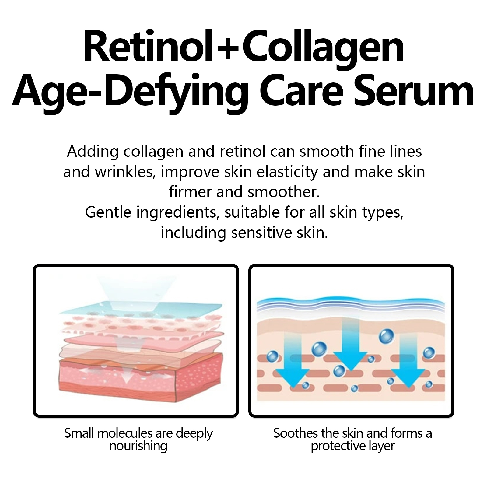 hoygi Retinol+Collagen Age-Defying Care Serum, Tighten Skin Anti-Wrinkle Anti-Aging Repair Pore Moisturizing Tender Skin - Image 4