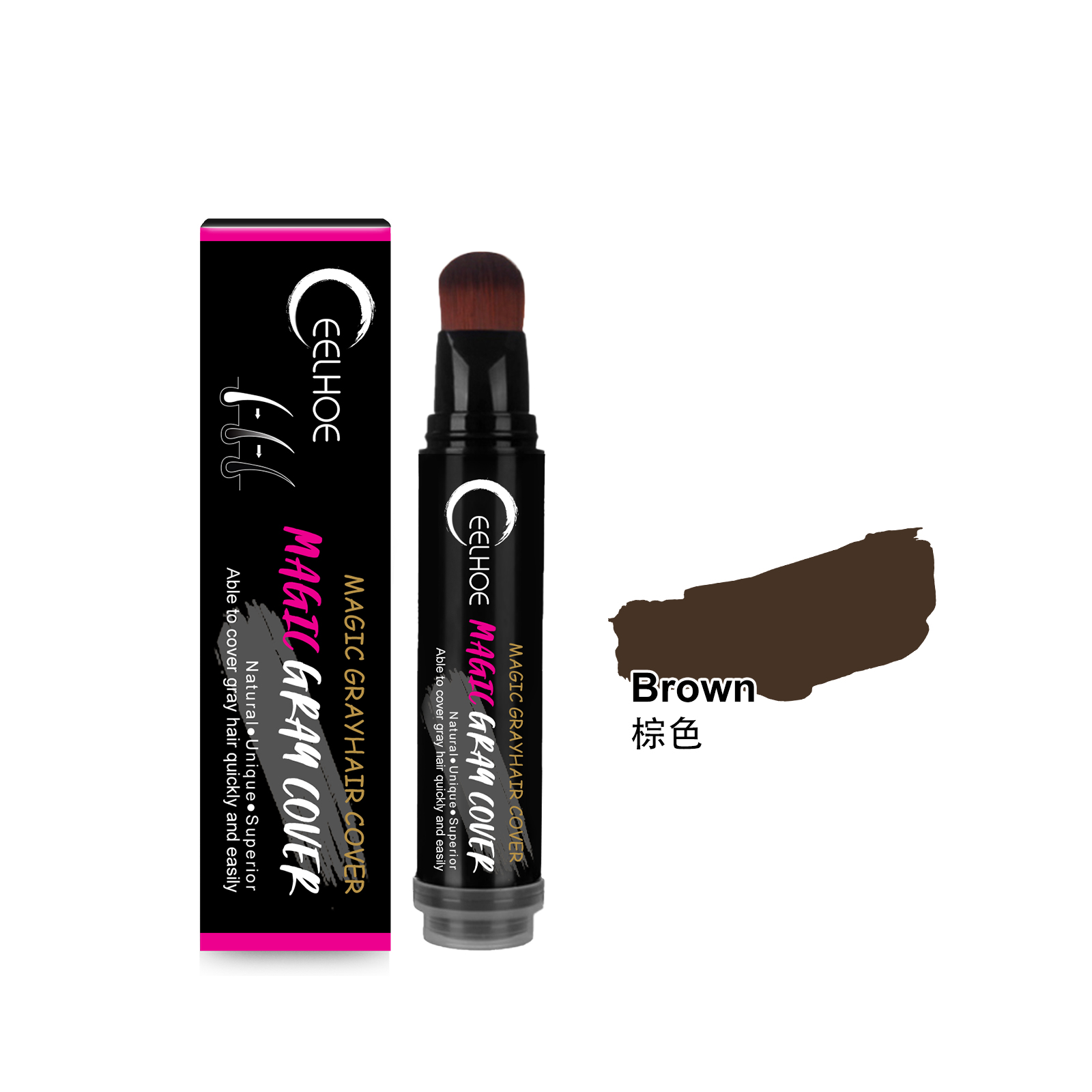 Disposable Plant Hair Stick, Hair Without Damage Repair Color Black Brown Quick White Hair Cover Stick - Image 2