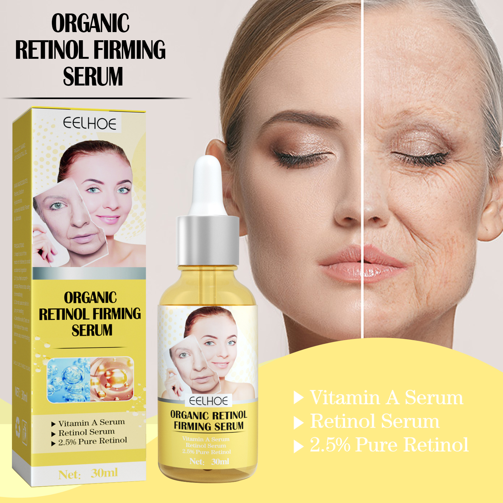 Retinol Firming Serum, Face Lift Firming Skin Hydrating Reduce Fine Lines Essence - Image 2