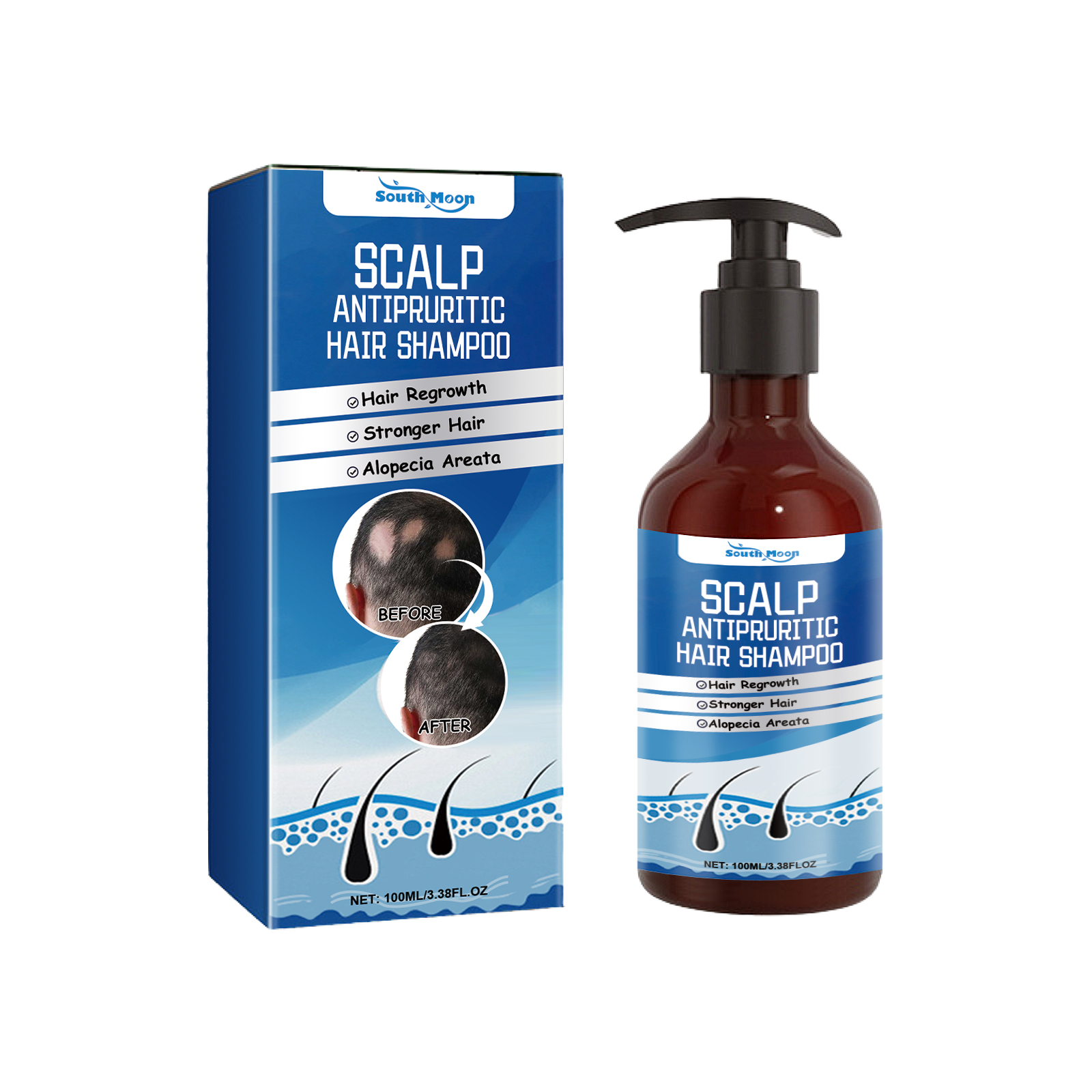 Scalp Antipruritic Hair Shampoo, Smoothing Hair And Moisturizing Scalp Dense Hair Anti-Fixative Shampoo - Afbeelding 2