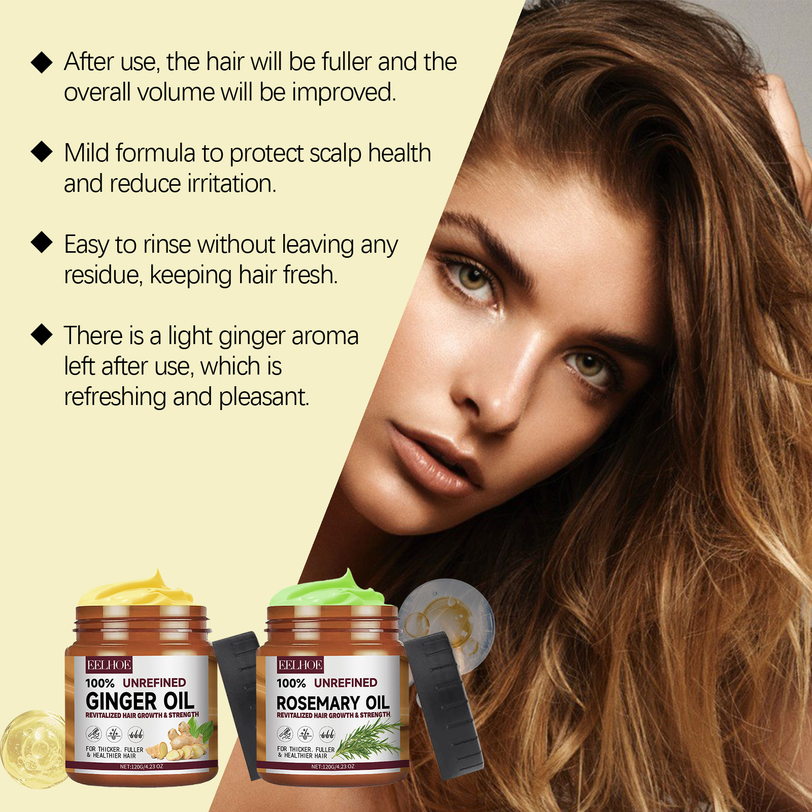 EELHOE Rosemary Conditioner Repairs Dry Hair, Moisturizes Hair Strands, Makes Hair Smooth And Improves Frizz - Image 3