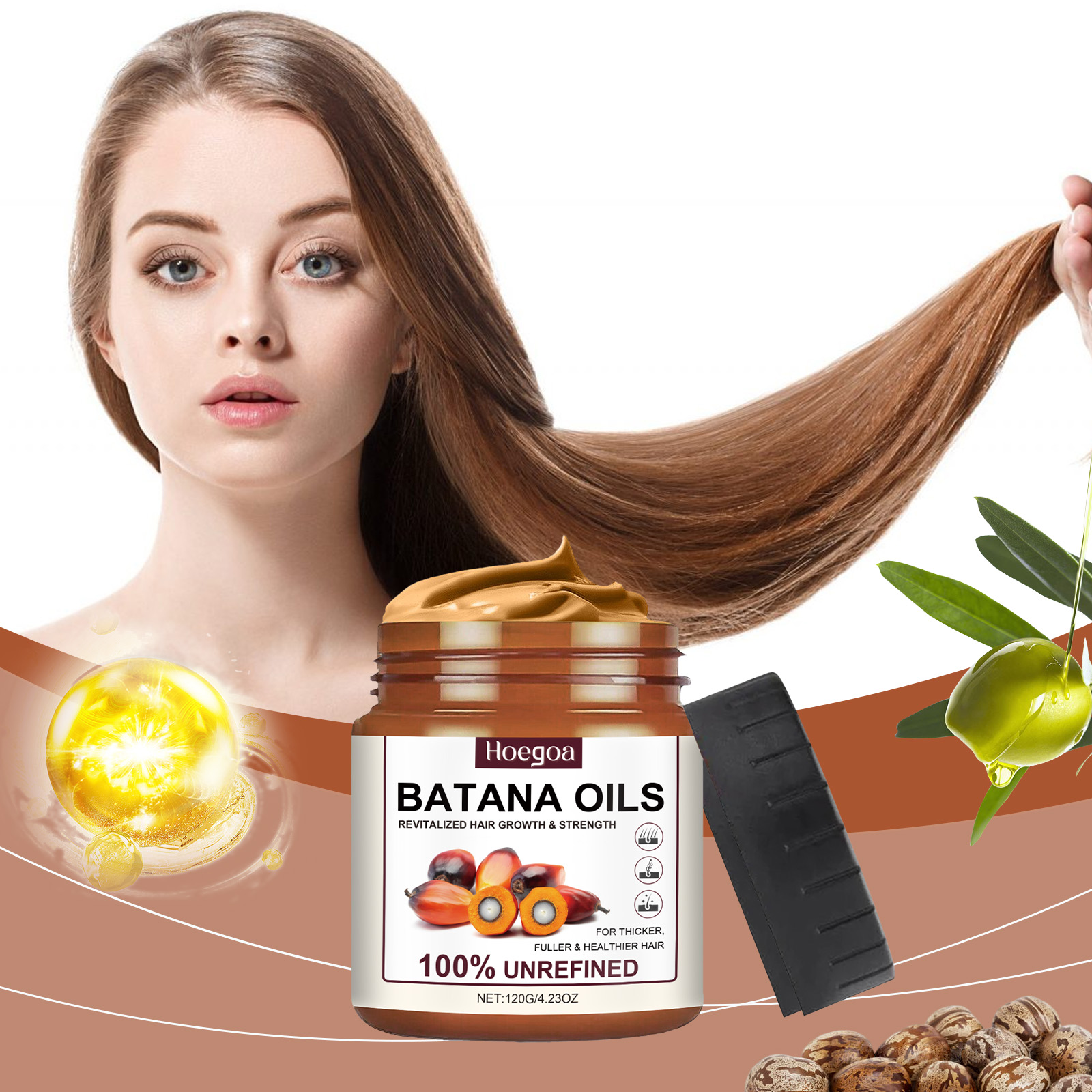 Batana Oil Hair Care Cream Nourishes And Restores Hair Ends, Improves Dry And Frizzy Hair And Brightens Hair Care Cream - Image 3