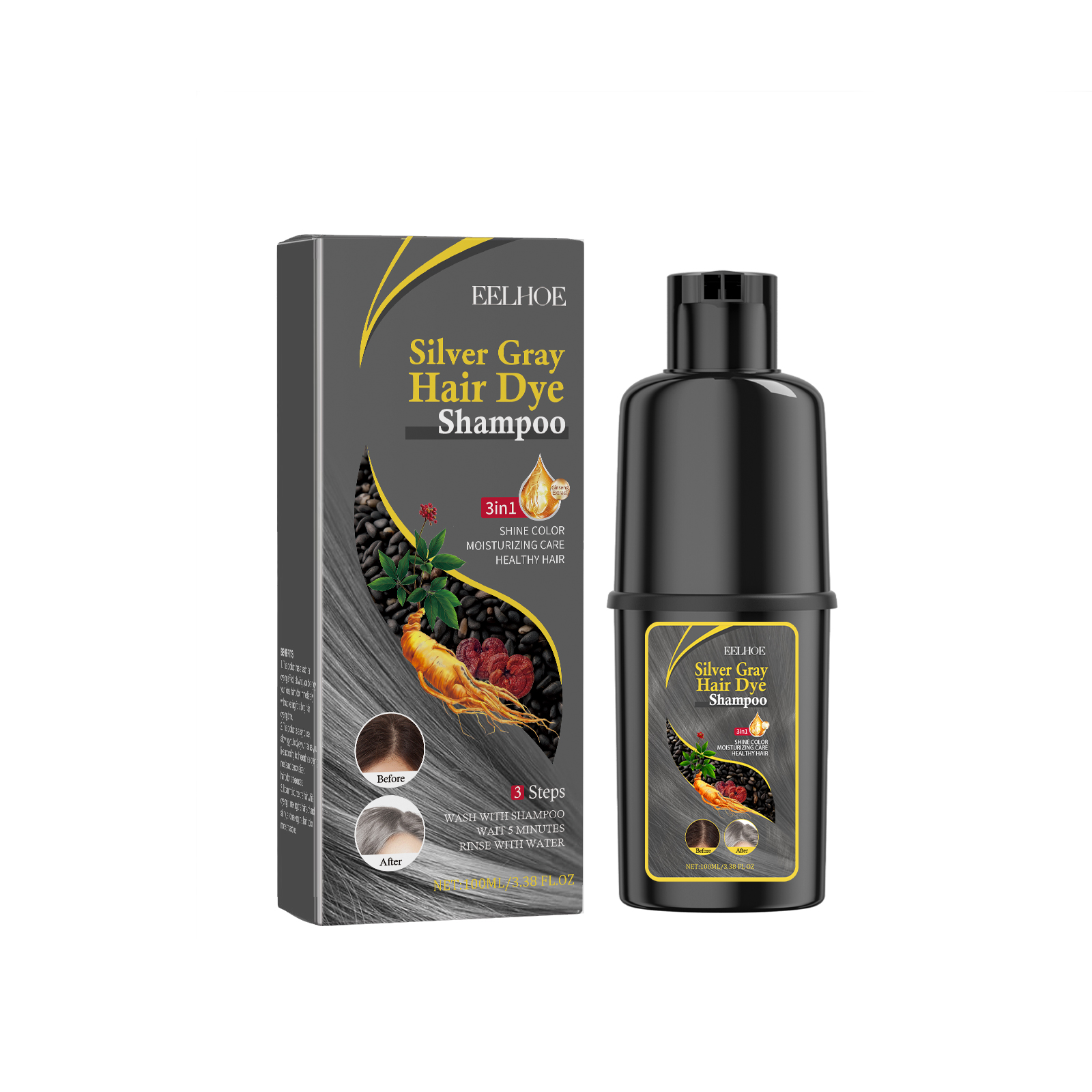 Black Hair Shampoo Series, Gentle, Non-Irritating And Moisturizing Scalp Easily Changing Color Hair Shampoo - Image 4
