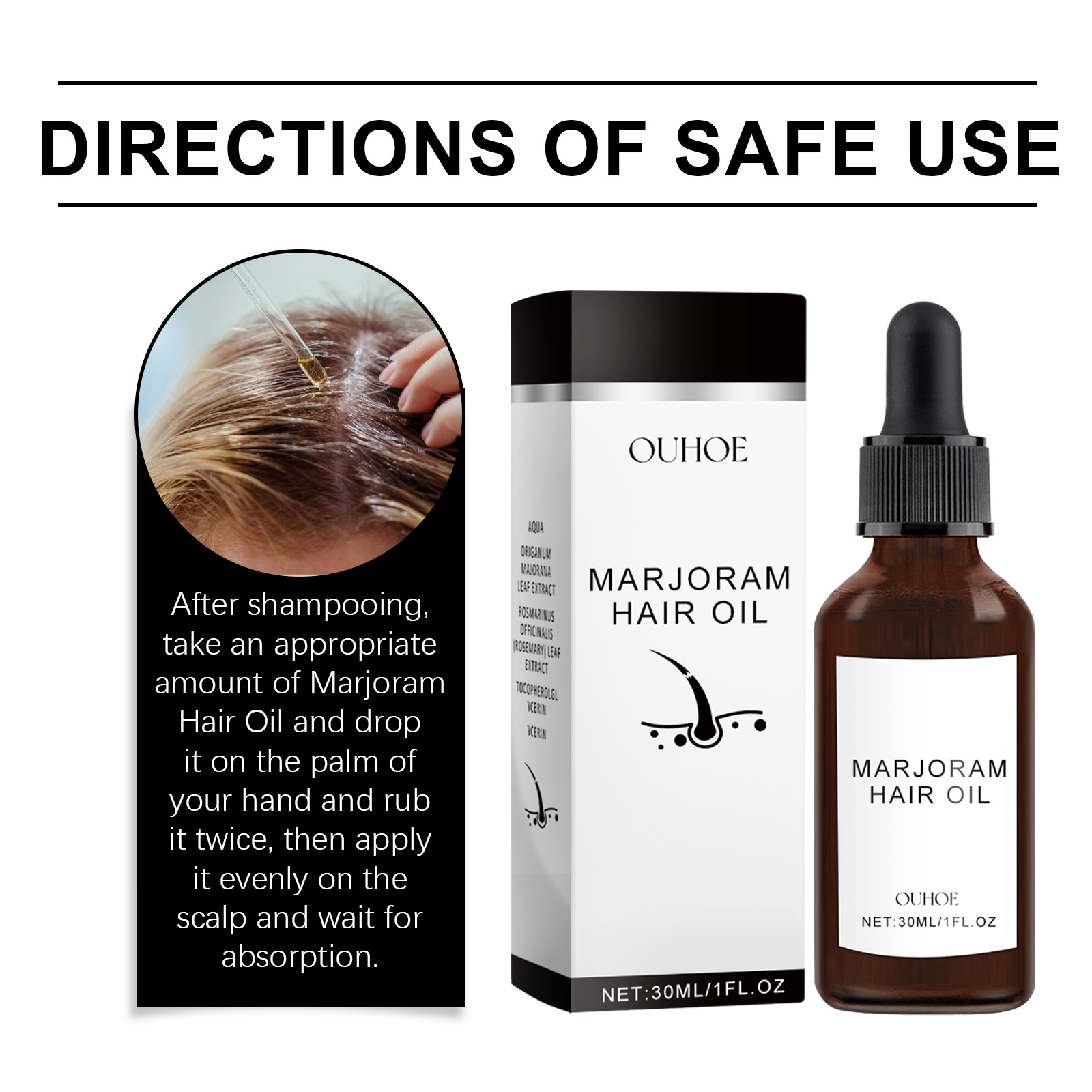 Ouhoe Marjoram Hair Oil, Moisturizing And Repairing Dry Hair, Soft And Dense Hair Essence - Image 7