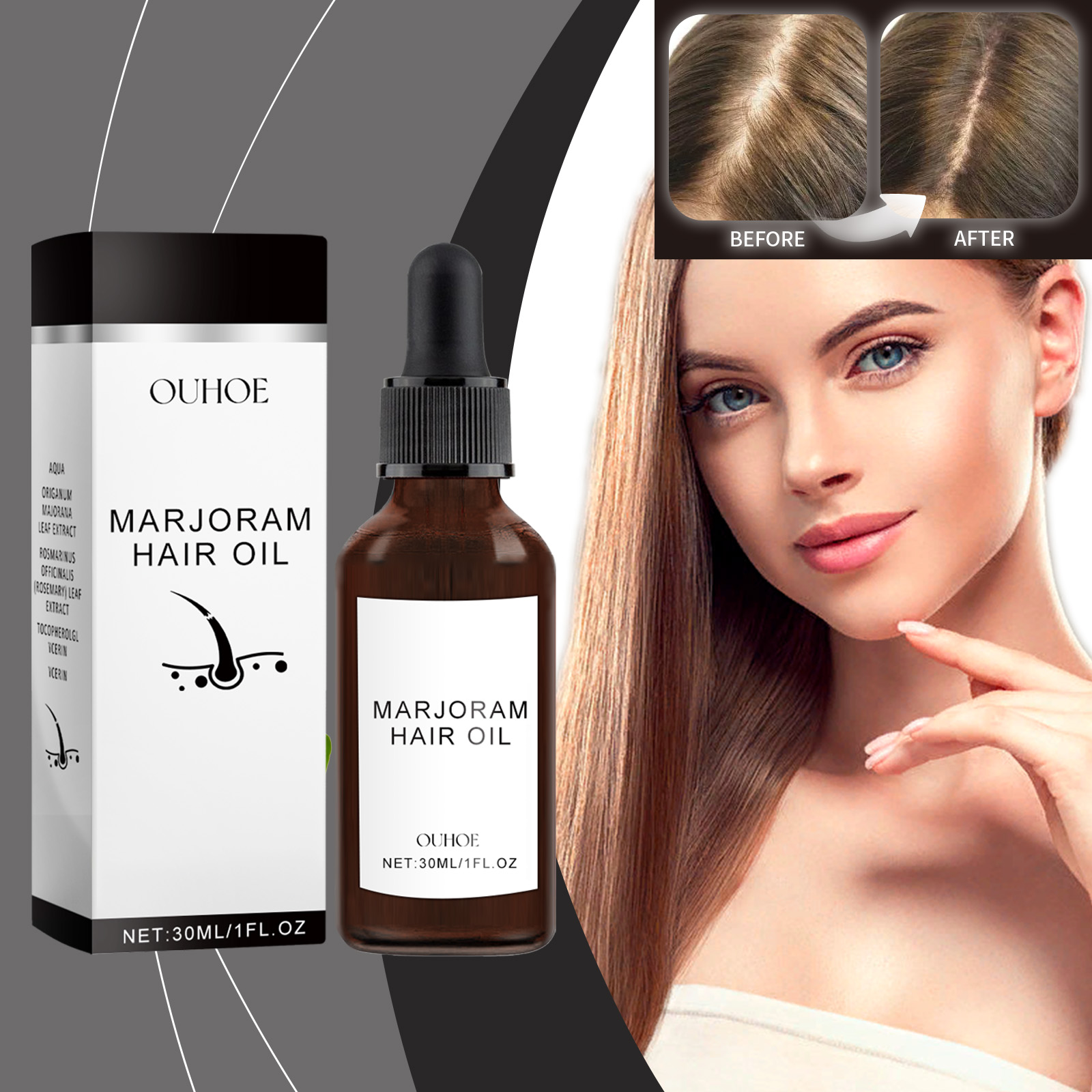 Ouhoe Marjoram Hair Oil, Moisturizing And Repairing Dry Hair, Soft And Dense Hair Essence - Image 3