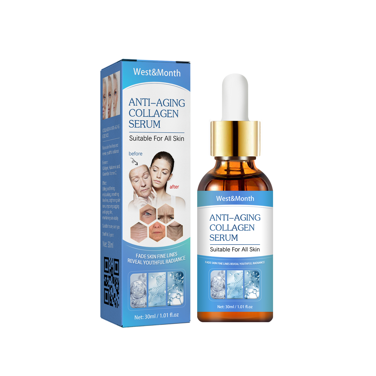 West&Month Collagen Facial Essence Reduces Fine Lines, Tightens Skin And Improves Dull Skin - Afbeelding 2