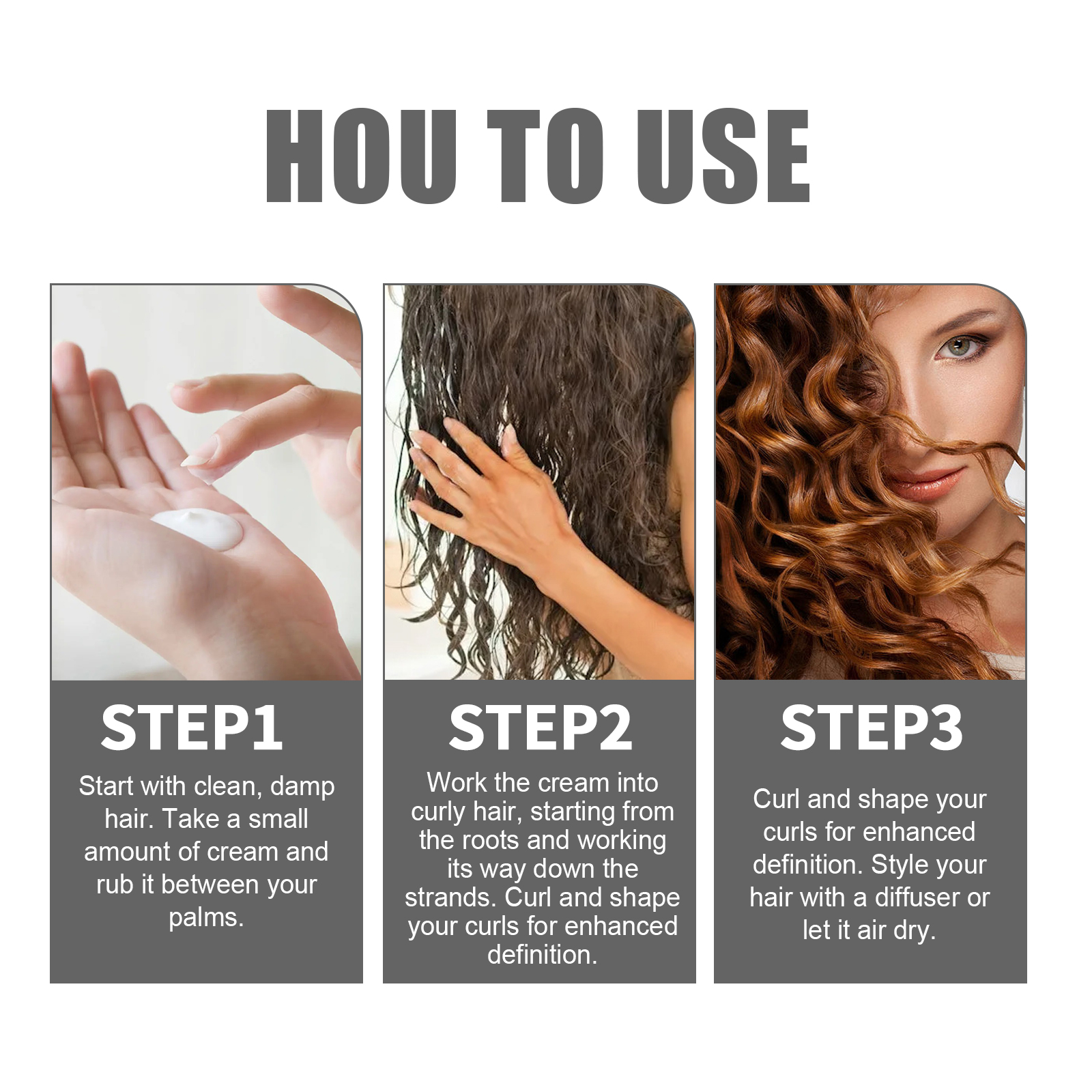 Moisturizing Styling Cream, Fluffy Curly Hair Styling, Hydrating And Glossy Frizzy Hair Repair Cream - Image 6