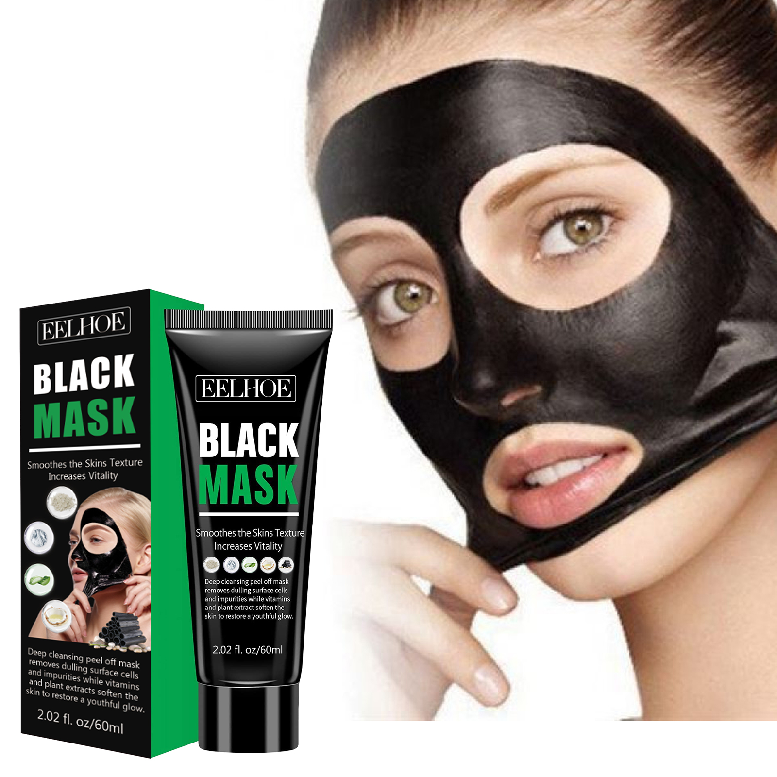 EELHOE Blackhead Removal Mask Deeply Cleanses Pores, Lightening Blackheads, Oil Control And Moisturizing Smear Peel Mask - Image 2