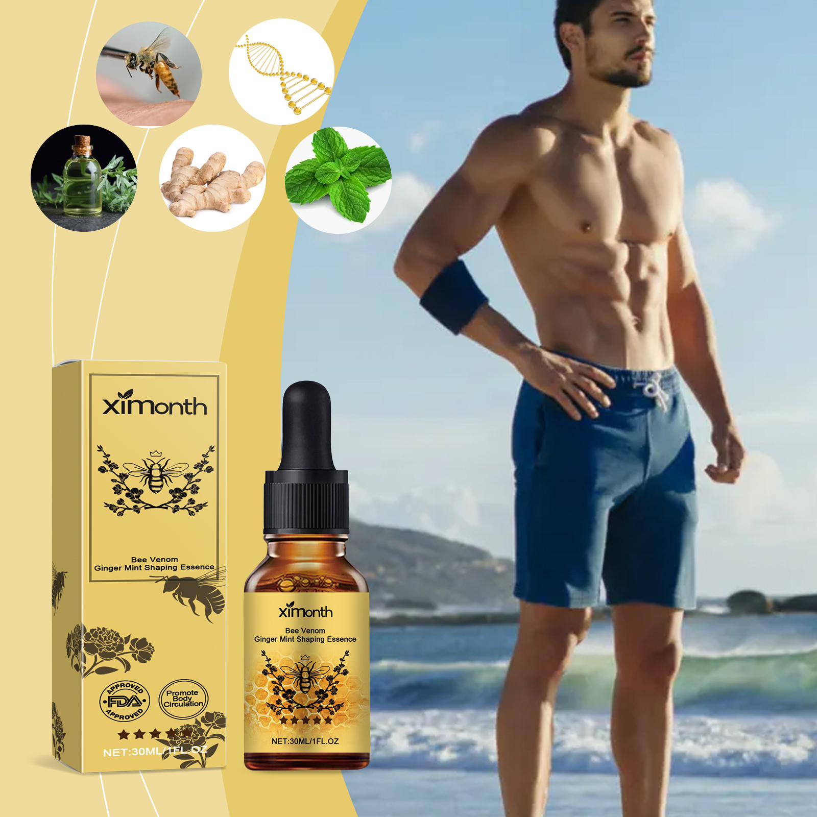 Ximonth Ginger And Mint Care Essence Moisturizes The Body And Firming And Lifting Massage Treatment - Image 2
