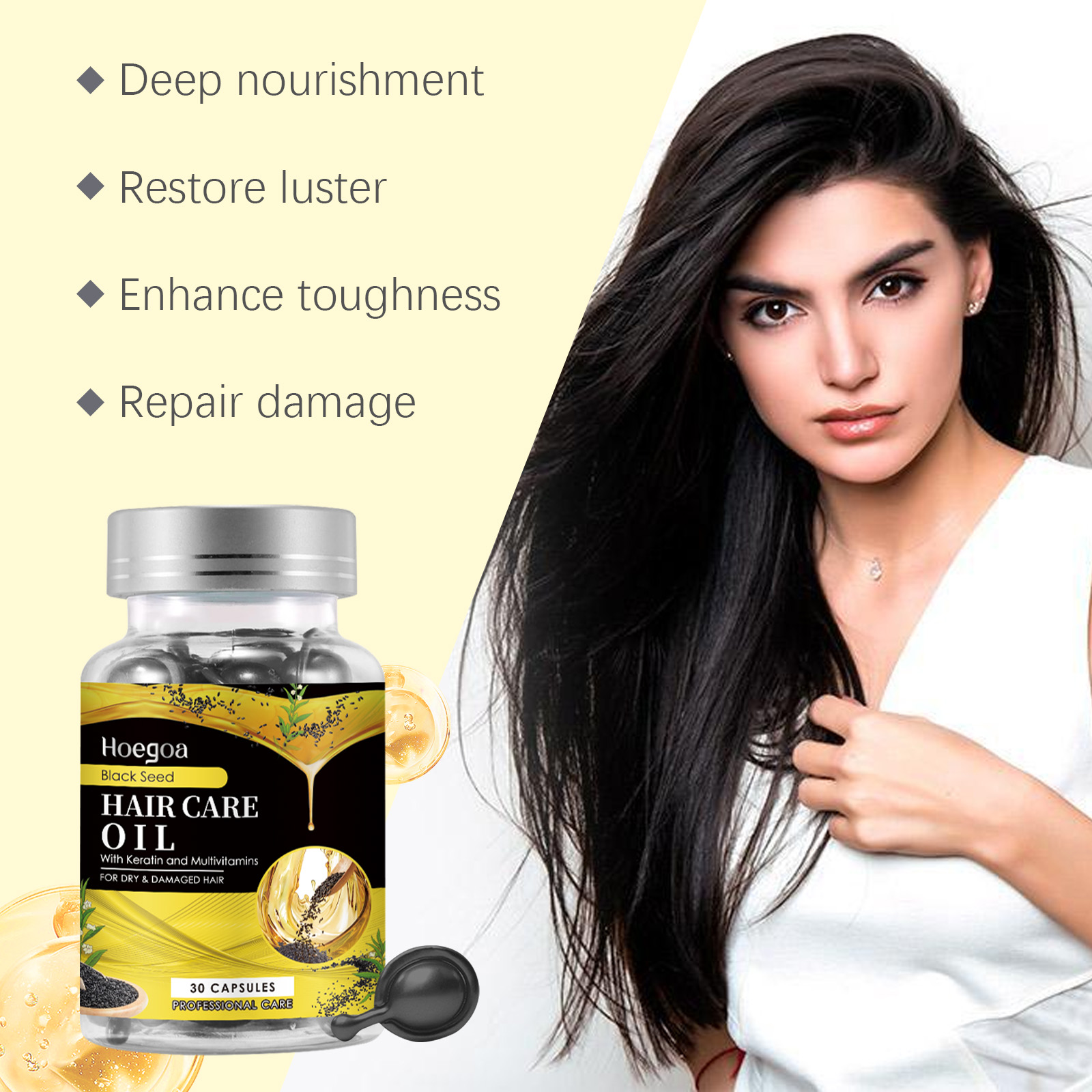Black Sesame Oil Hair Care Capsules Nourish And Repair Dry Hair And Smooth Hair Care Essential Oil - Image 4