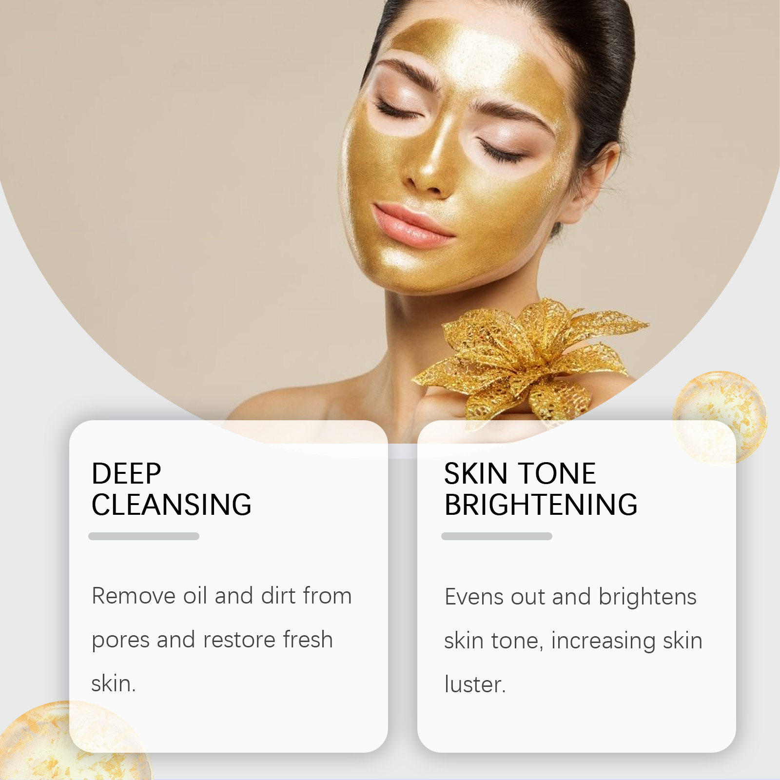 OUHOE Gold Facial Cleansing Mask, Moisturizing Daily Skin Care Moisturizing Facial Tear Hydrating Mask - Image 3