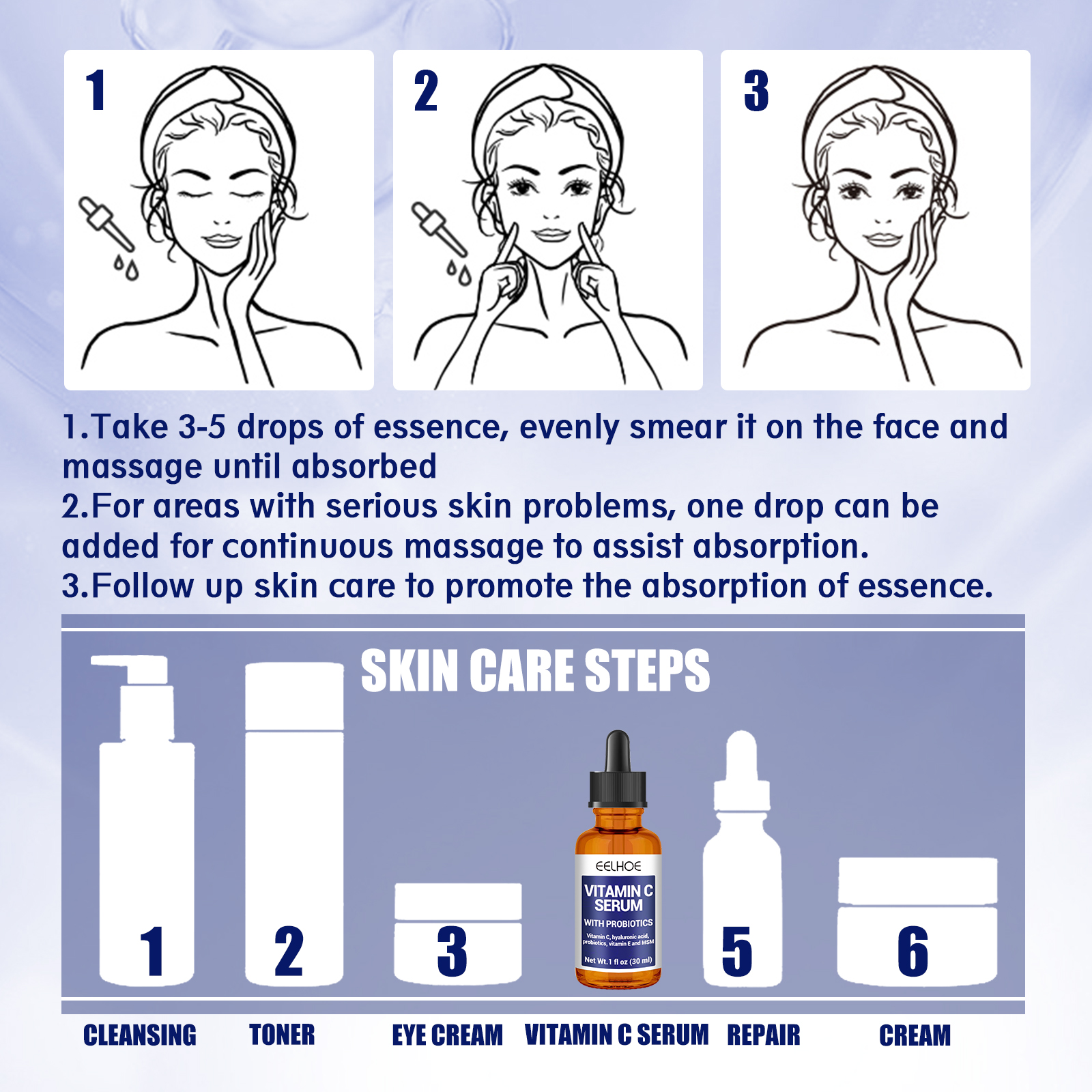 Anti-aging Vitamin C Facial Essence, Reduces Spots Acne Fine Lines, Moisturizes Facial Essence - Image 7