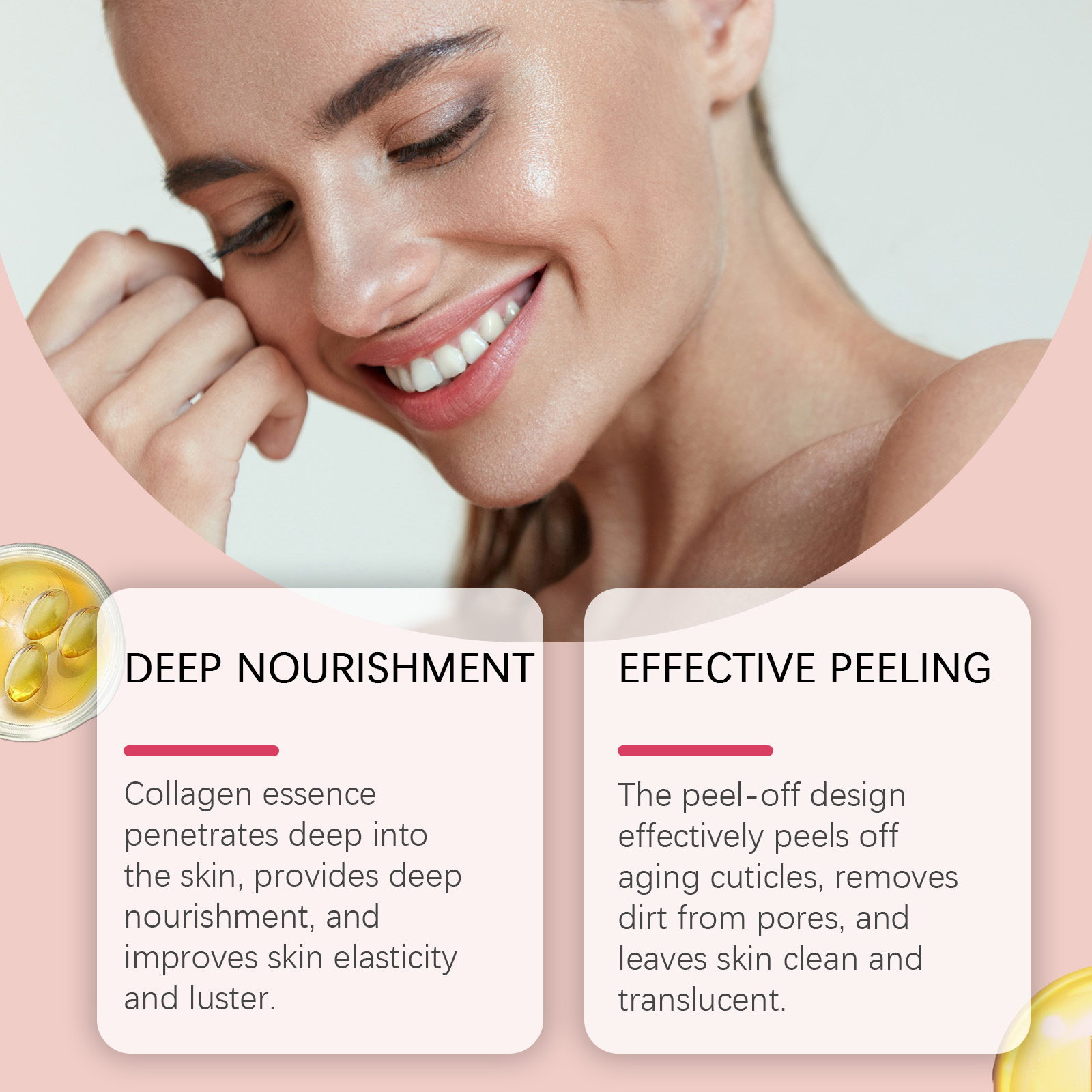Hoygi Collagen Peel Mask Gentle Moisturizing, Hydrating, Brightening And Moisturizing Skin Peel Mask - Image 3