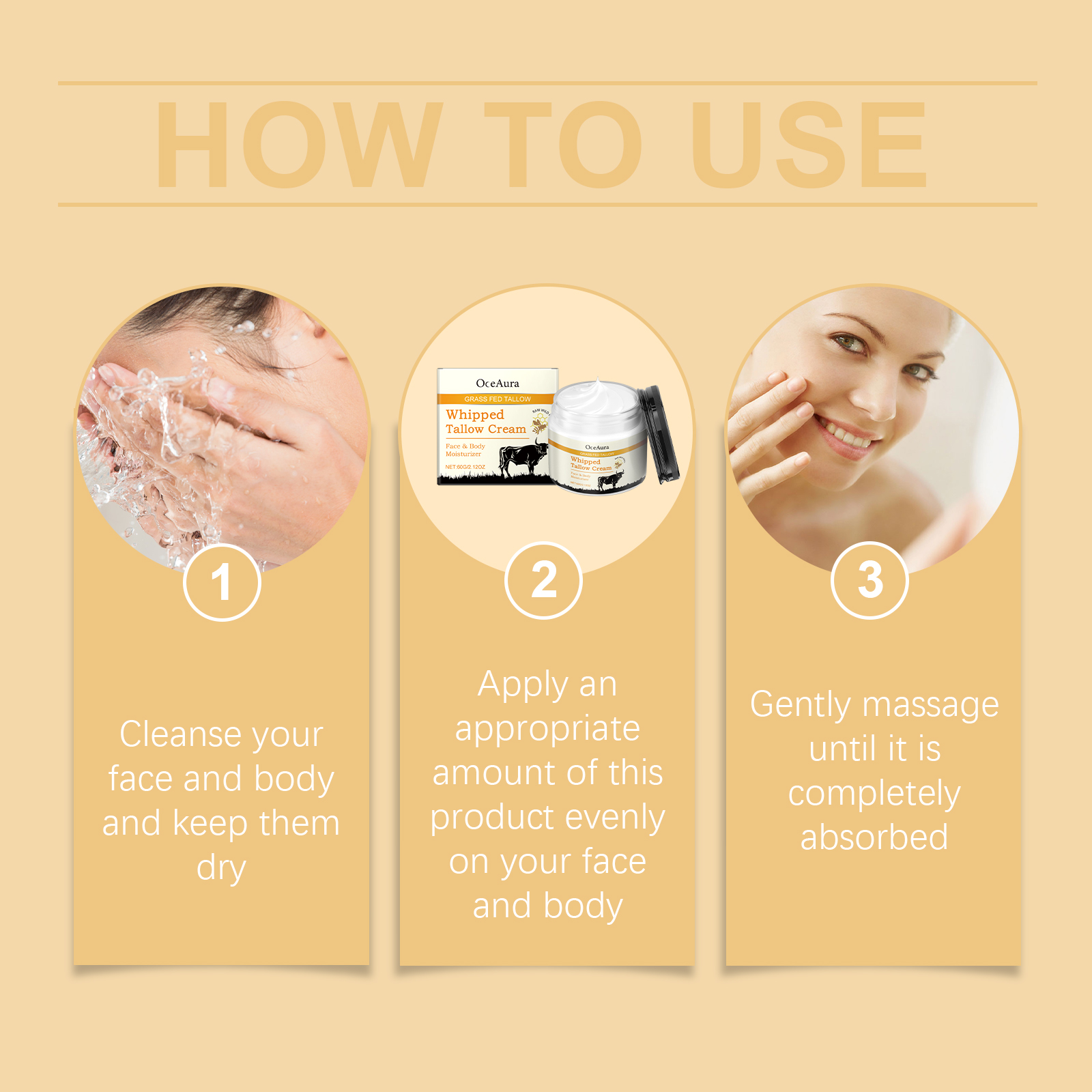 OceAura Tallow Honey Moisturizer, Hydrates And Moisturizes Smooth Skin And Facial Dry Care Nourishing Cream - Image 6