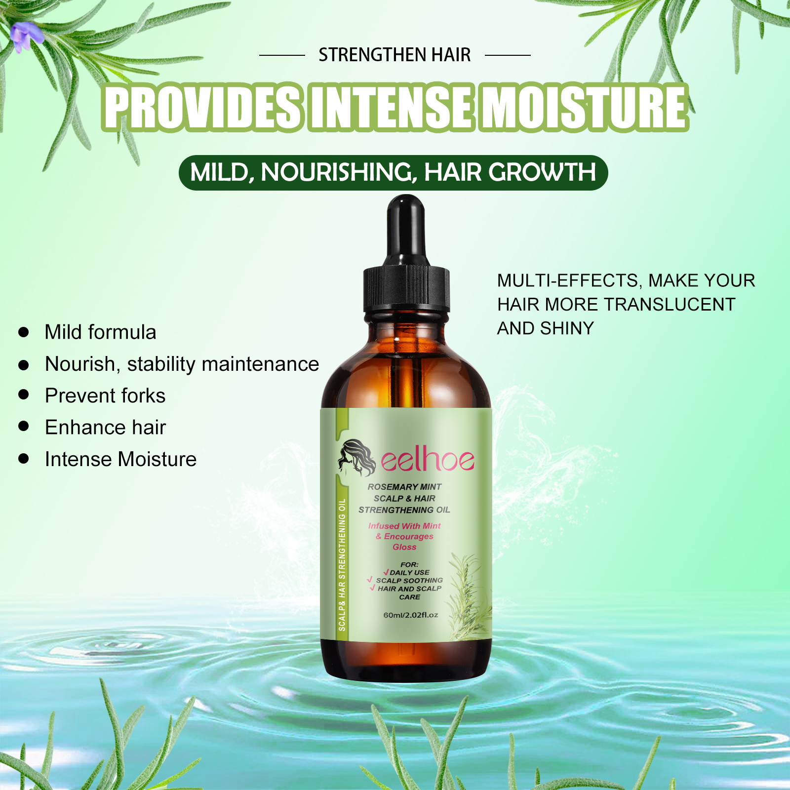 Rosemary Hair Care Essential Oil Repair Hair Dry Hair Frizz Smoothing Hair Care Essential Oil - Image 4