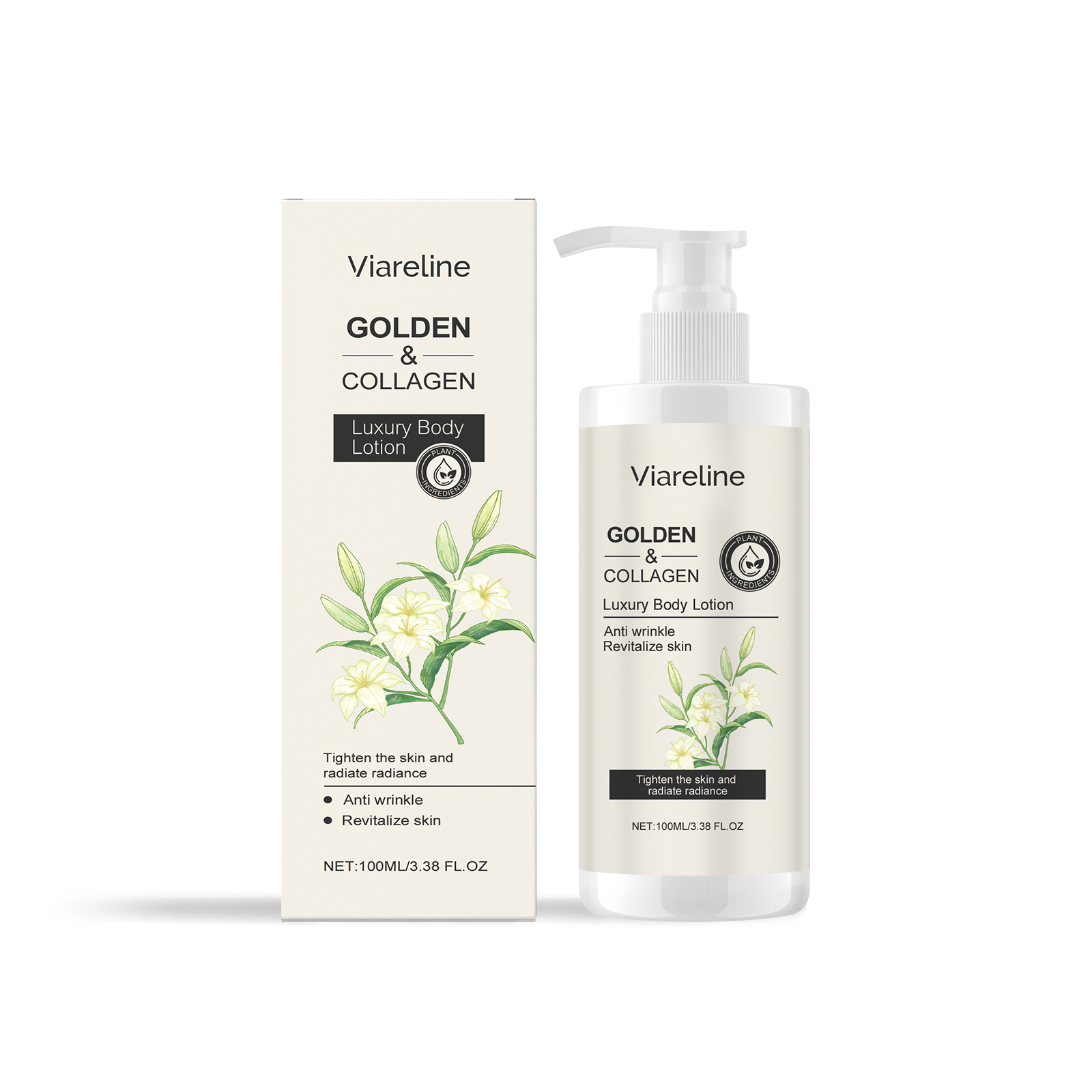 Viareline Gold Collagen Body Lotion Hydrates And Moisturizes Skin Refreshing, Tender And Nourishing Body Lotion