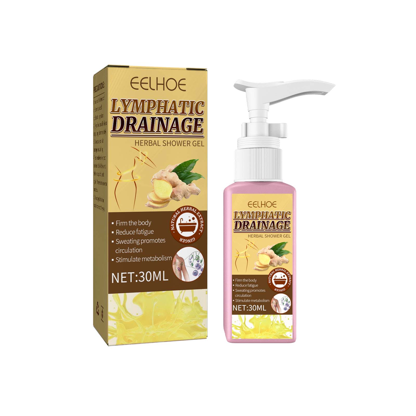 Lymphatic Drainage Herbal Shower Gel, Deep Cleaning, Waist Shaping, Body Shaping, Skin Tightening, Tummy Tightening And Ginger Essence Moisturizing - Image 2