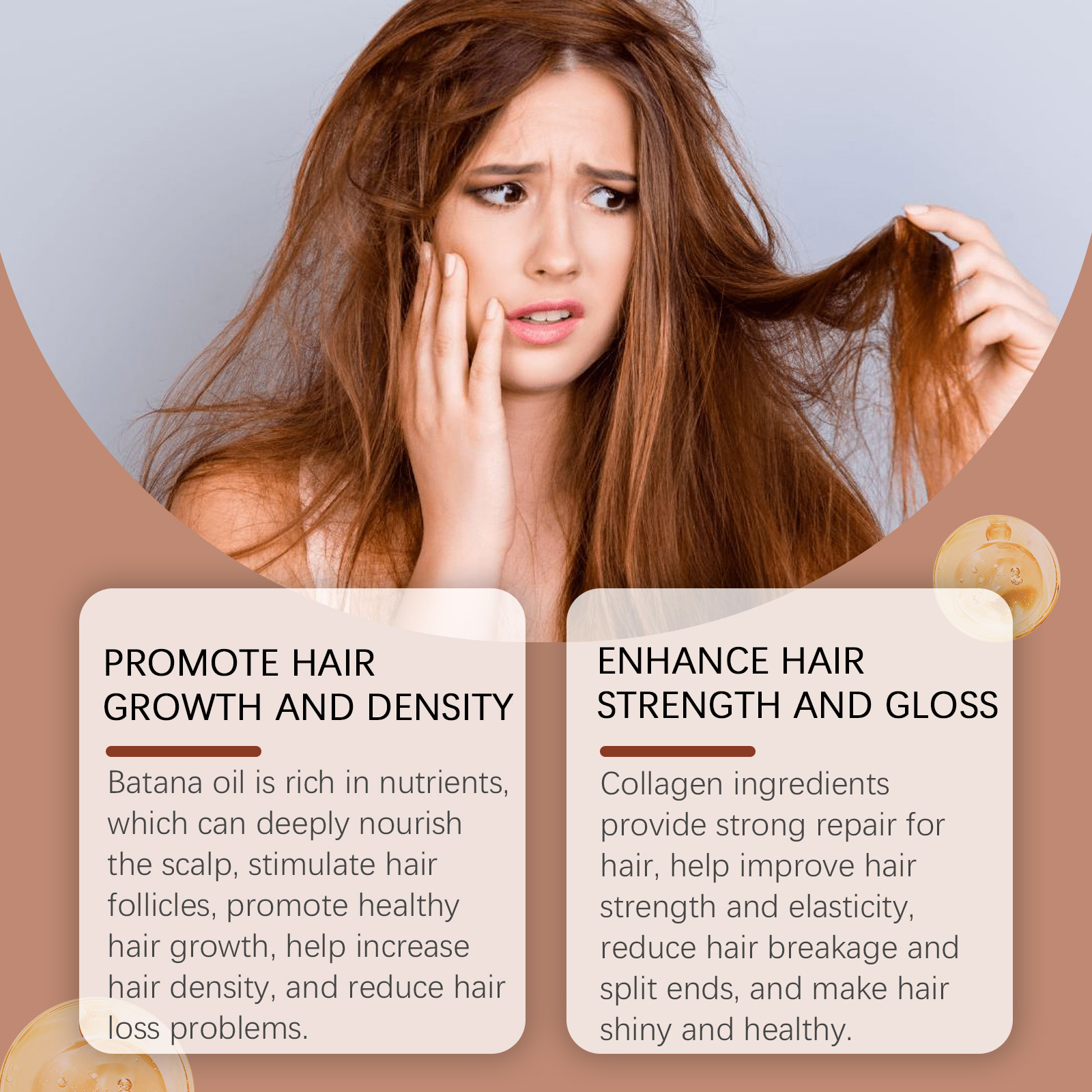 Batana Hair Care Oil Repair Dry And Irritated Hair, Moisturize Scalp And Smooth Daily Massage Hair Care Oil - Image 4