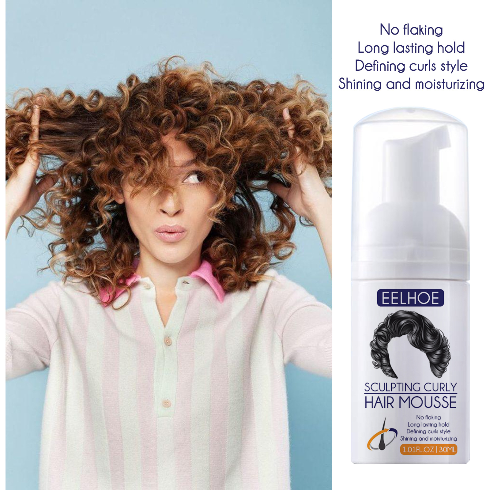 Elastin, Anti-Frizz Curly Hair Volumizing Natural Fluffy Moisturizing Styling Perm Care Style - Image 4