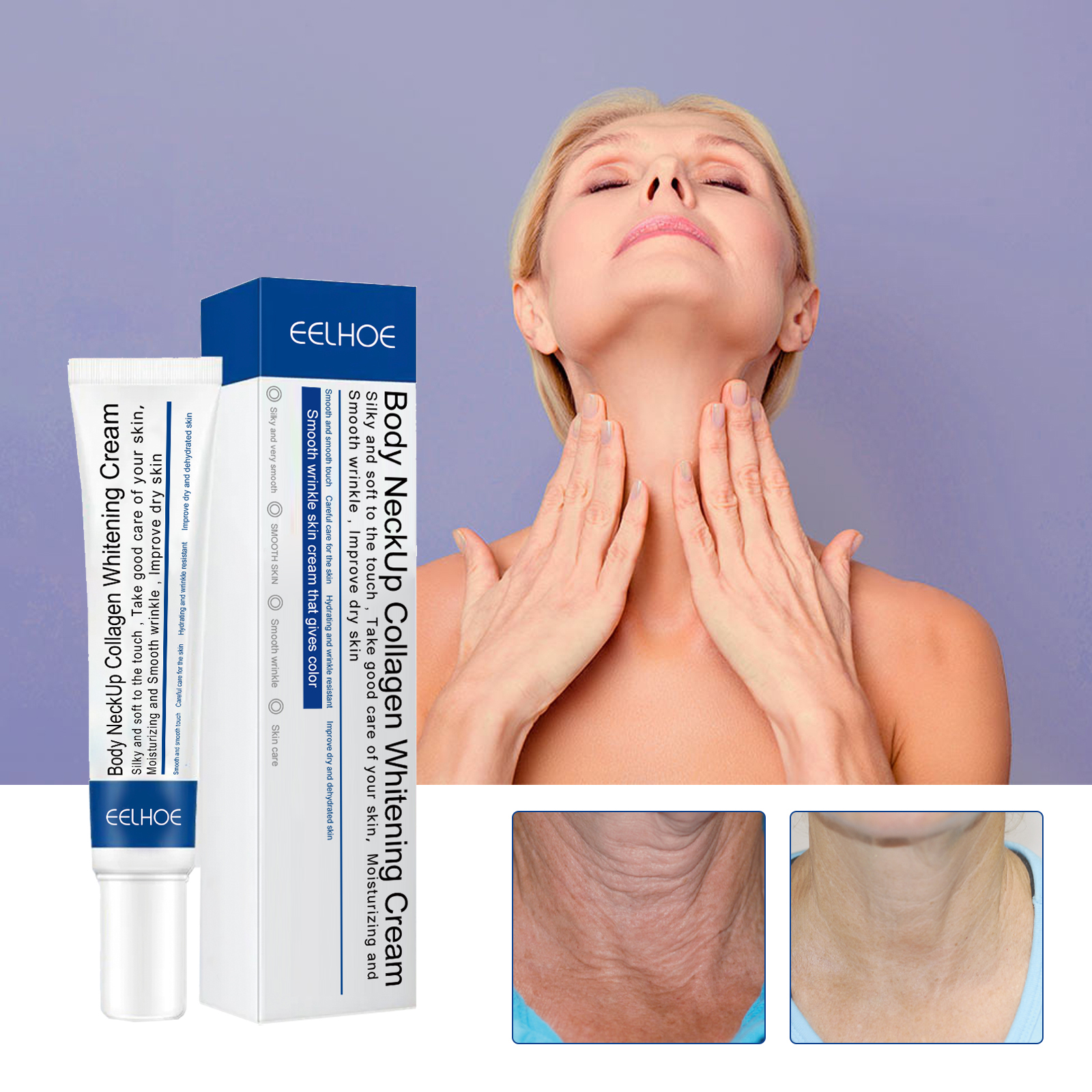 EELHOE Neck Collagen Whitening Cream Reduces Neck Lines Shape Swan Neck Lift Firming Skin Hydrating Neck Cream - Image 3