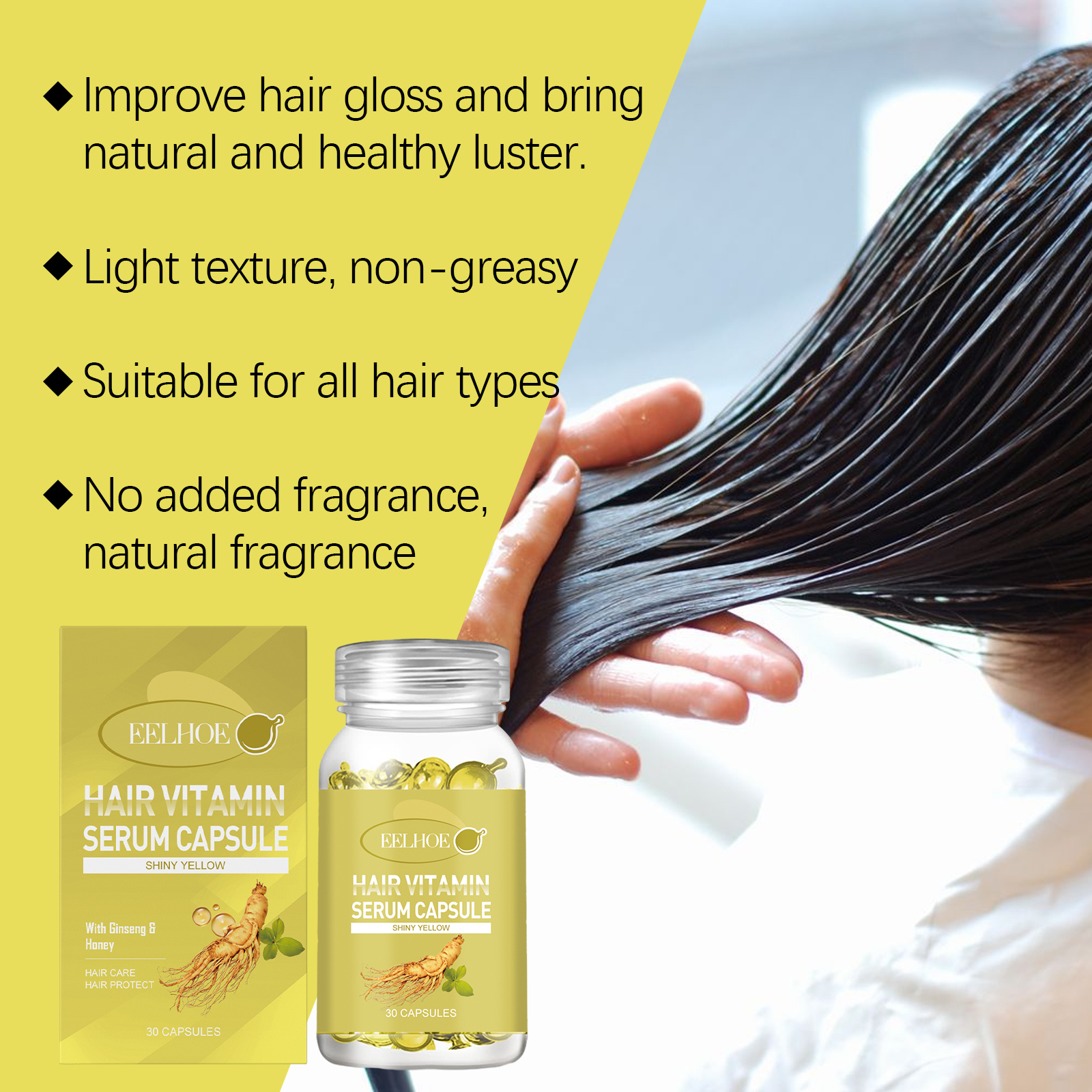 EELHOE Hair Essential Oil Capsule Scalp Care To Improve Dry Hair And Smooth Hair Care Essential Oil Gentle Moisturizing - Image 4