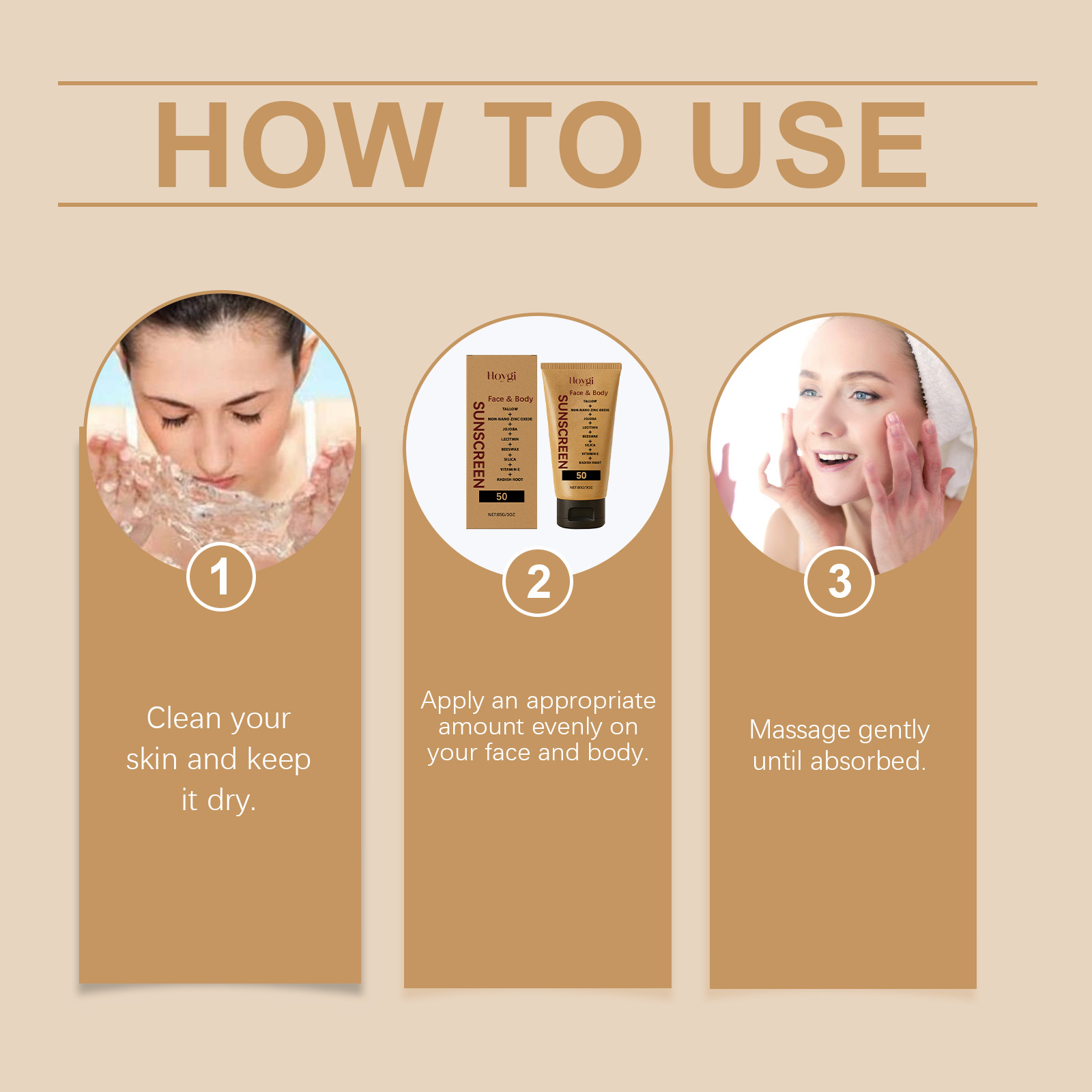 Hoygi Light Protective Cream, Moisturizes And Moisturizes Outdoor Isolation Protection In Summer Natural Lightweight Non-Sticky Protective Cream - Image 6