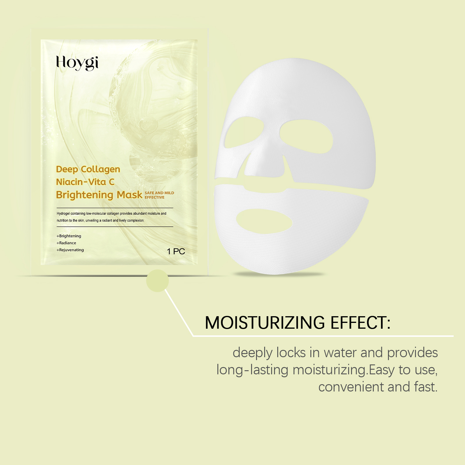 Hoygi Nicotinic Acid Vitamin C Whitening Mask (Bag) Facial Moisturizing, Hydrating, Tender, Anti-Wrinkle, Repairing And Brightening Skin Care Mask - Image 3