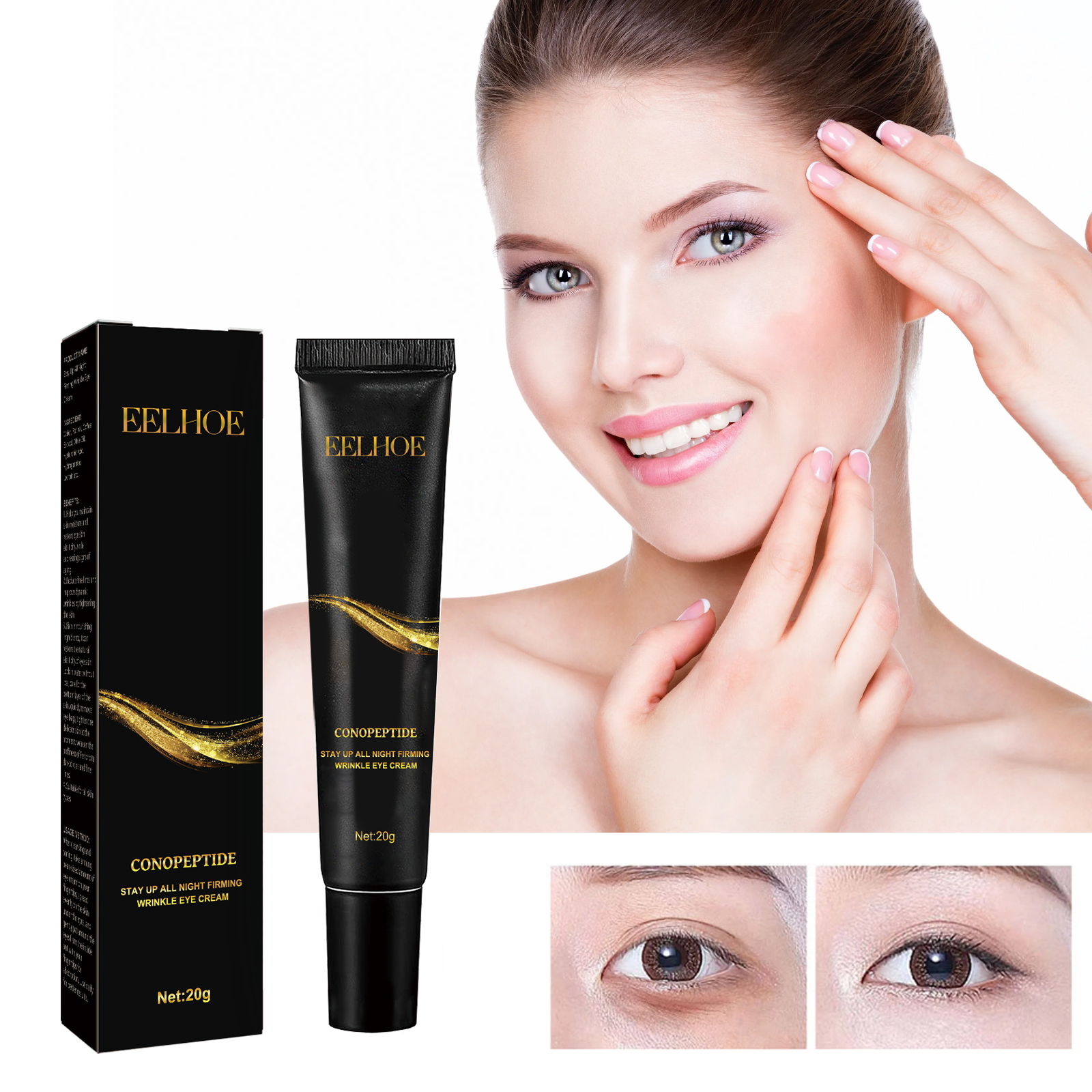EELHOE Eye Firming Cream, Relieves Bags, Black Eyes, Firms, Moisturizes, Repairs Skin Eyes Cream - Image 3