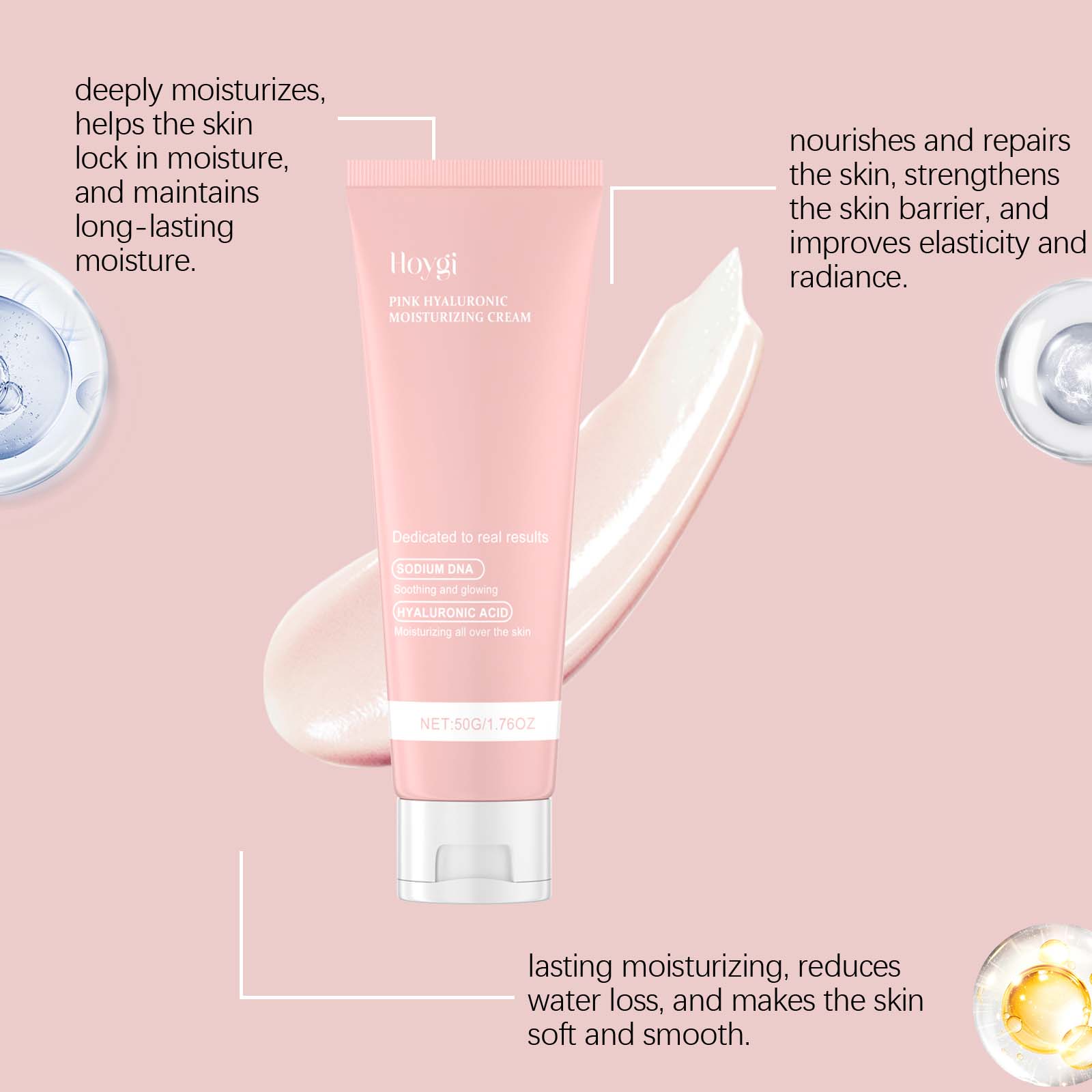 Hoygi Hyaluronic Acid Moisturizer, Gentle Hydrating, Nourishing And Brightening Facial Skin Gloss Care Cream - Image 3