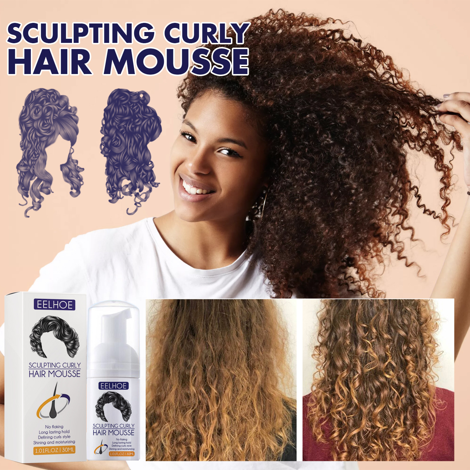 Elastin, Anti-Frizz Curly Hair Volumizing Natural Fluffy Moisturizing Styling Perm Care Style - Image 6