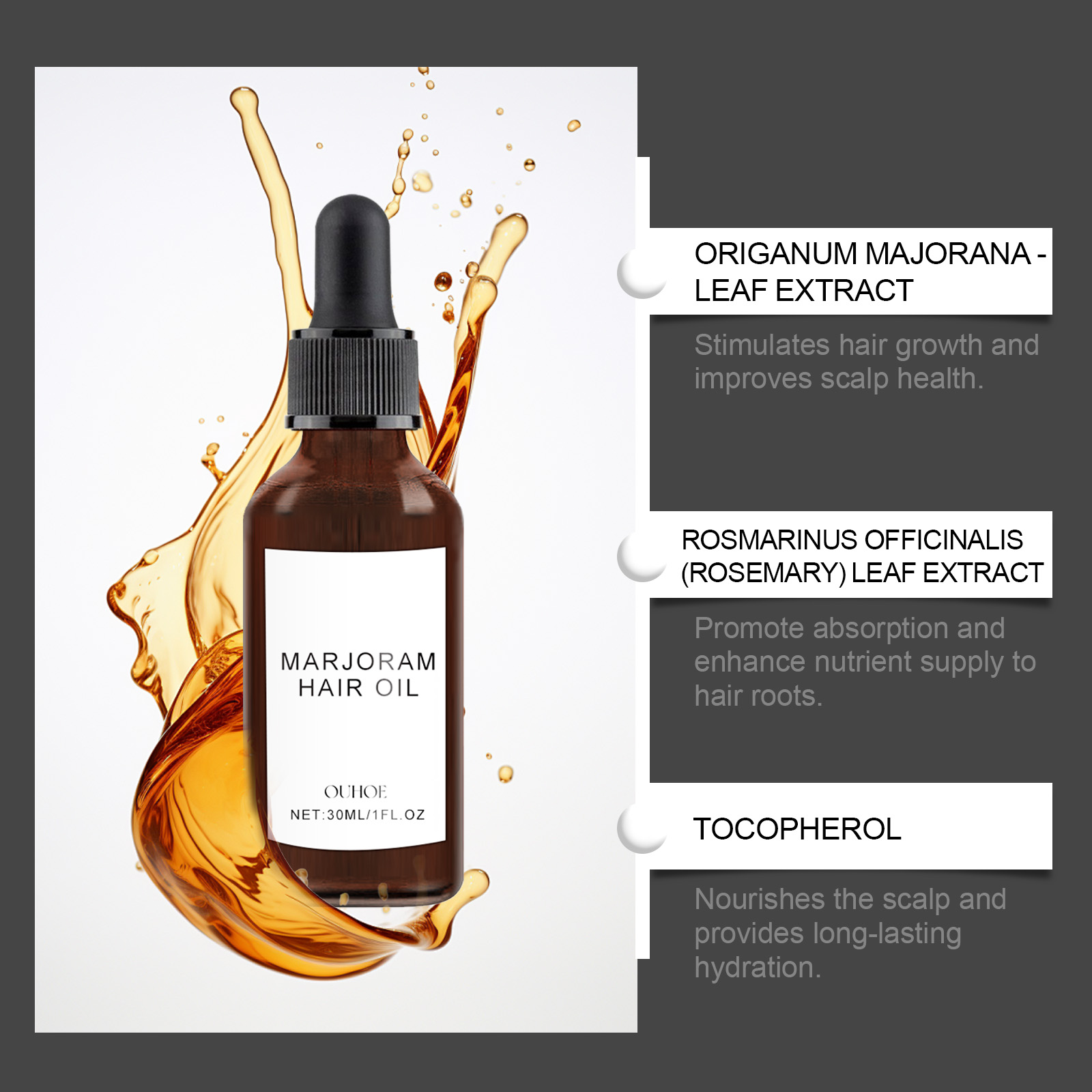 Ouhoe Marjoram Hair Oil, Moisturizing And Repairing Dry Hair, Soft And Dense Hair Essence - Image 5