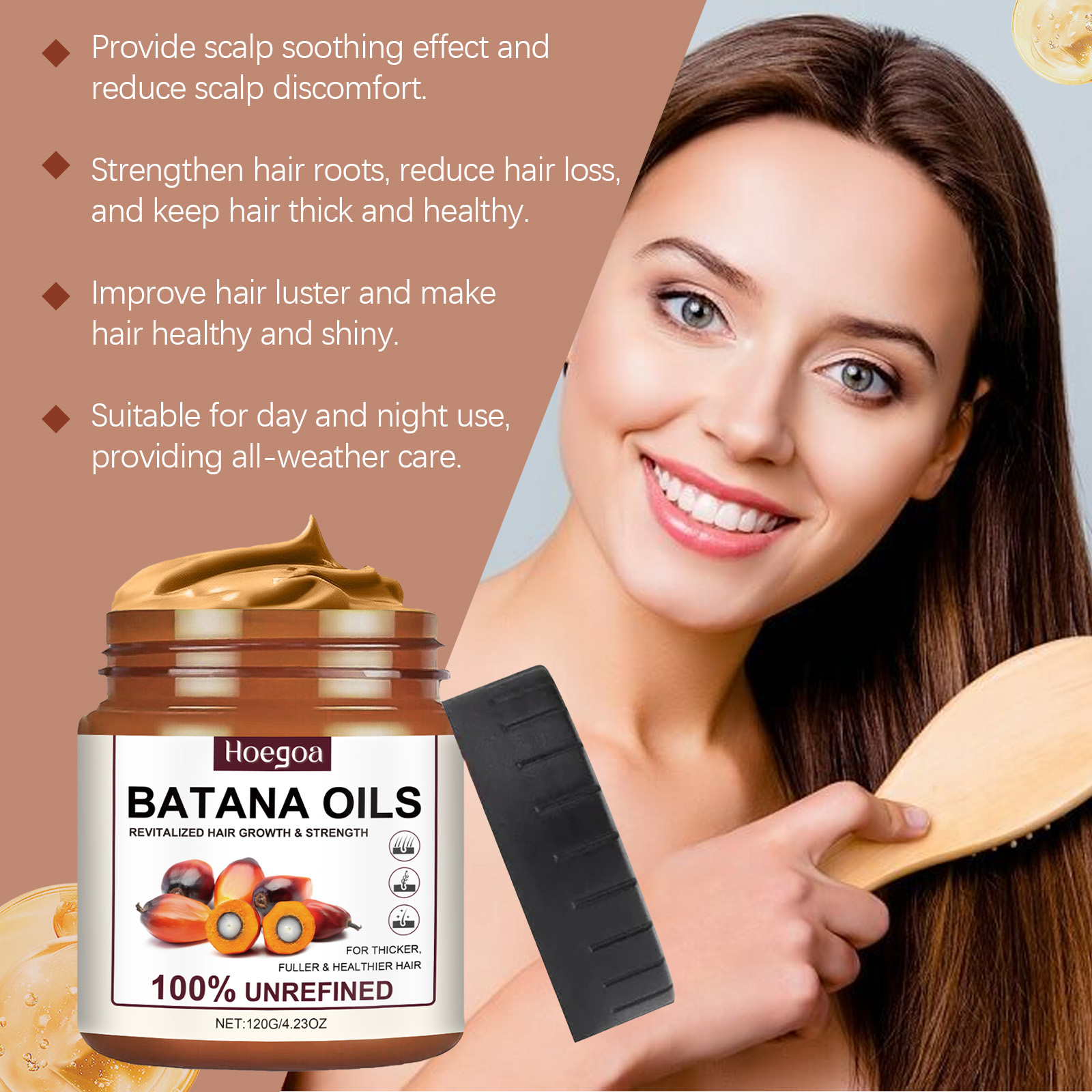 Batana Oil Hair Care Cream Nourishes And Restores Hair Ends, Improves Dry And Frizzy Hair And Brightens Hair Care Cream - Image 4