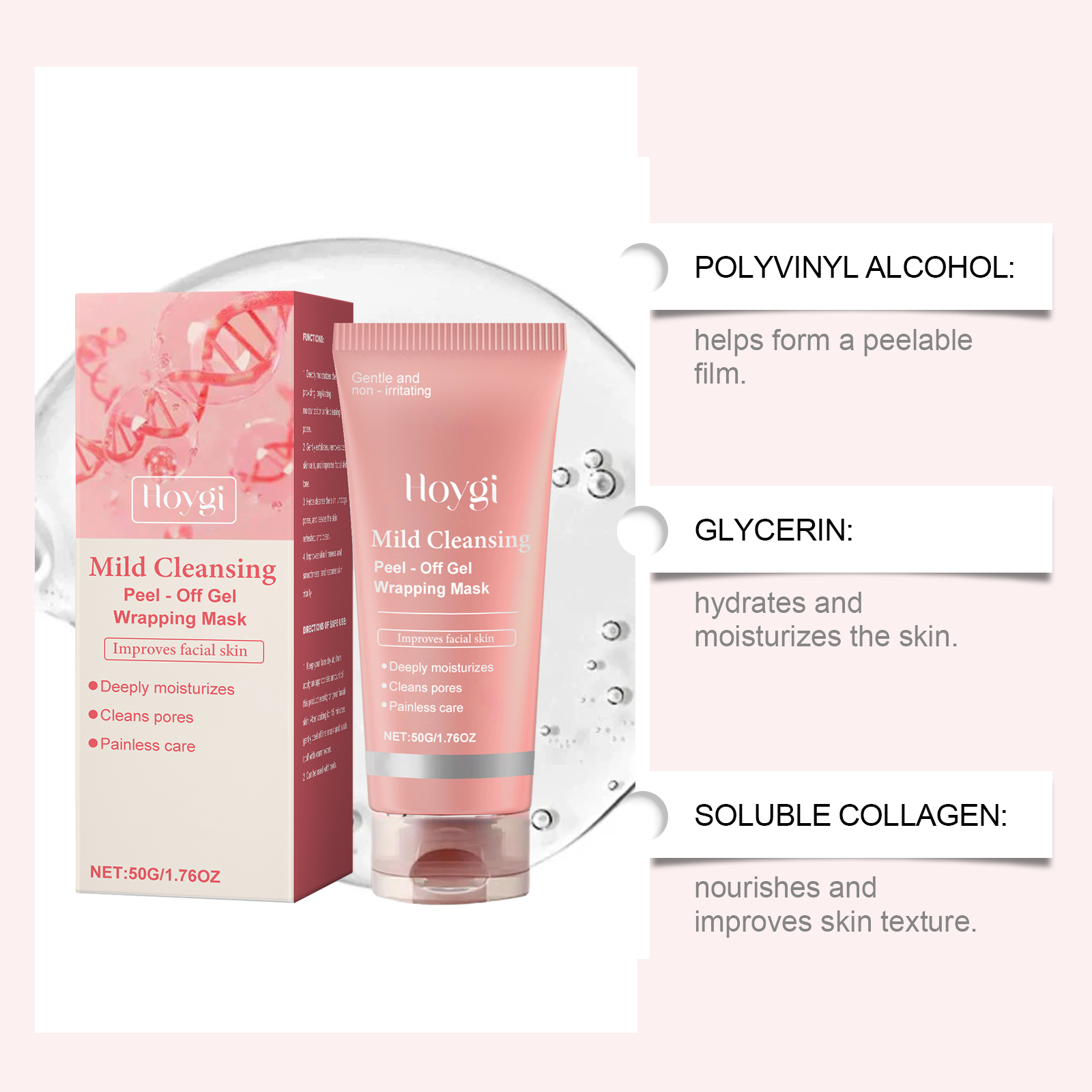 Hoygi Moisturizing Nourishing Peel-Off Mask, Moderate Water Embellish Smooth Firming Skin As Soft Facial Skin Mask - Image 3