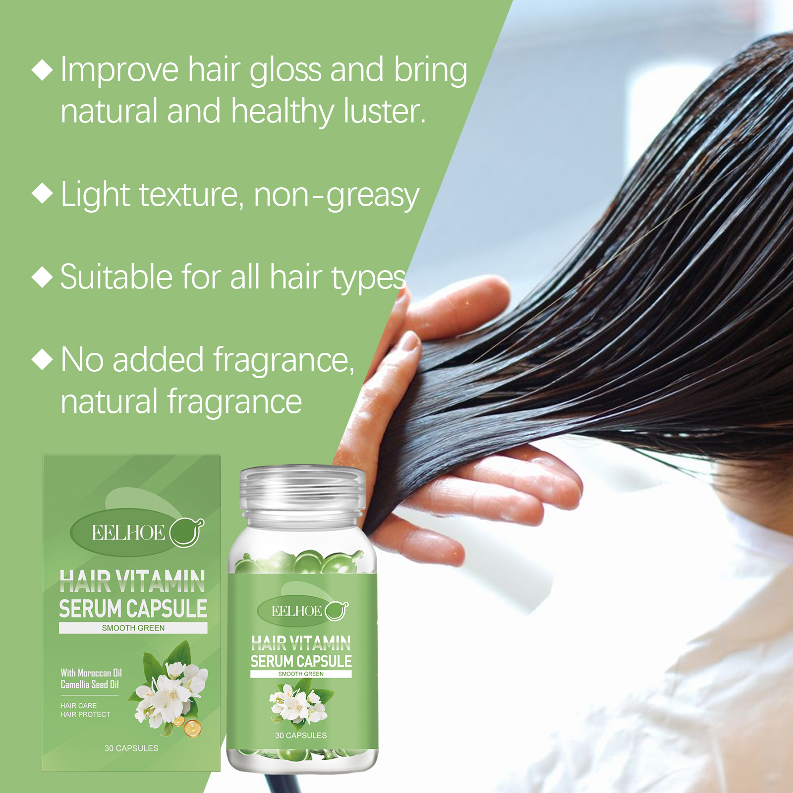EELHOE Hair Essential Oil Treatment Capsule Hair Nutrition Relief Dry And Smooth Hair And Scalp Massage Essential Oil - Image 3