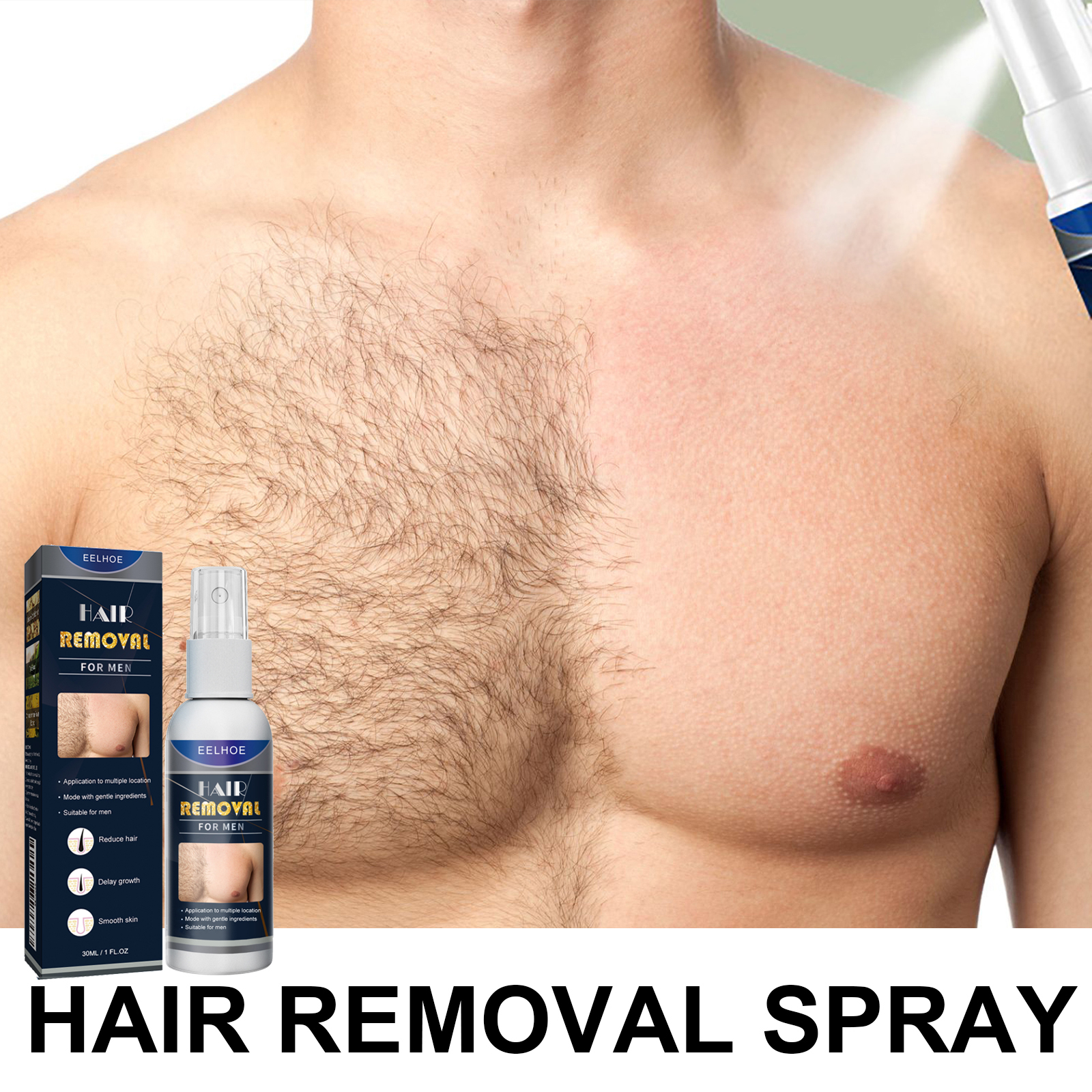 EELHOE Underarm Refreshing Hair Removal Spray (30ml For Men) Is A Gentle Underarm Hair Removal Spray That Does Not Irritate And Removes Fine And Smooth Hair - Image 2