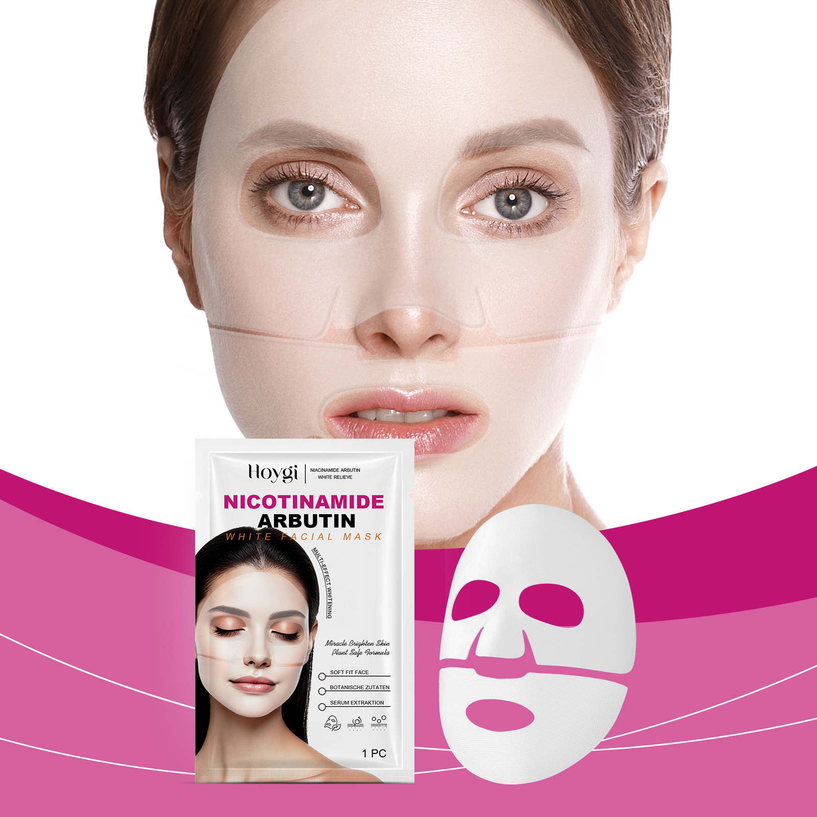 Hoygi Nicotinamide Arbutin Moisturizing Mask (Bag) Facial Skin Hydrating, Moisturizing, Firming And Nourishing Essence Mask - Image 2
