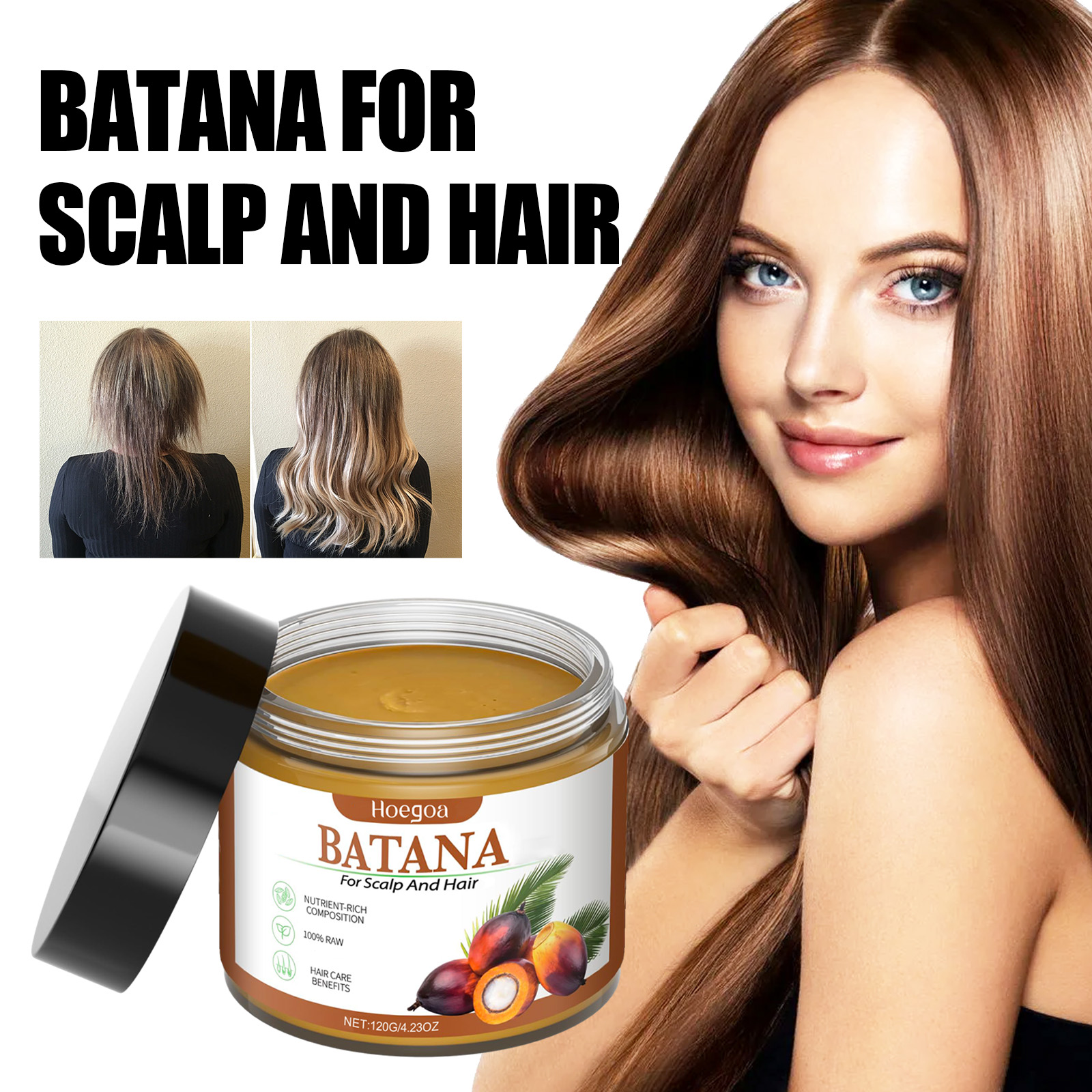 Batana For Scalp And Hair, Nourishing Dry Hair Tail Care Smooth Hair Care Scalp Hair Mask Hair Care Oil - Image 3