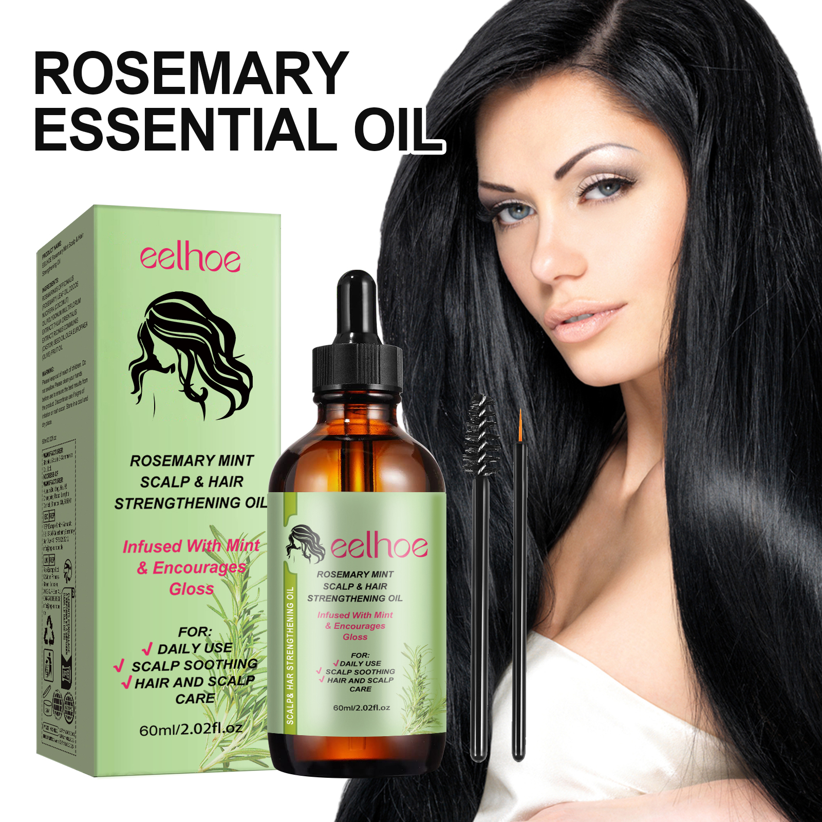 Rosemary Hair Care Essential Oil Repair Hair Dry Hair Frizz Smoothing Hair Care Essential Oil - Image 3