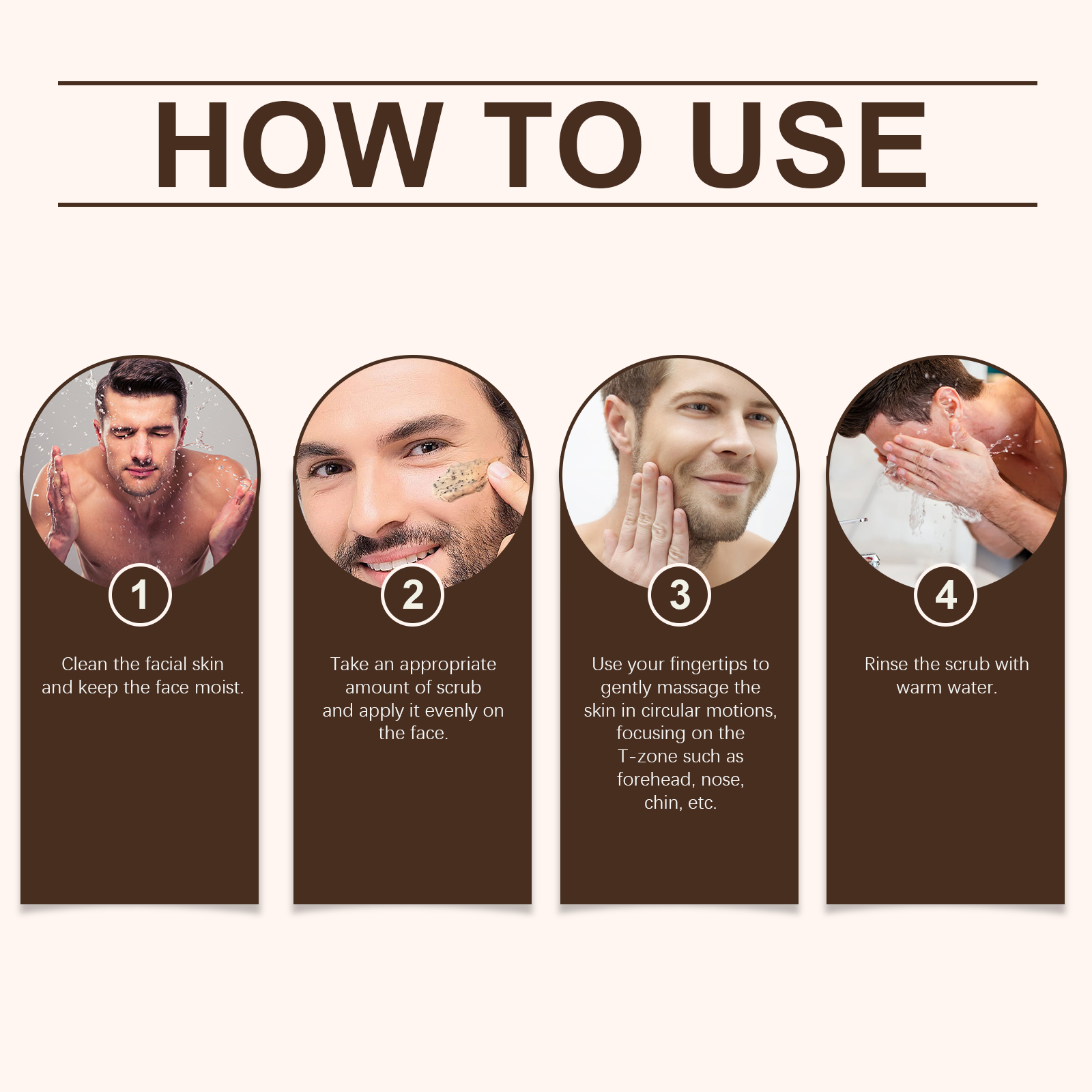 East Moon Coffee Facial Scrub, Men's Facial Hair Cleanser Pores Refreshing Comfort Cleansing Cream - Image 6