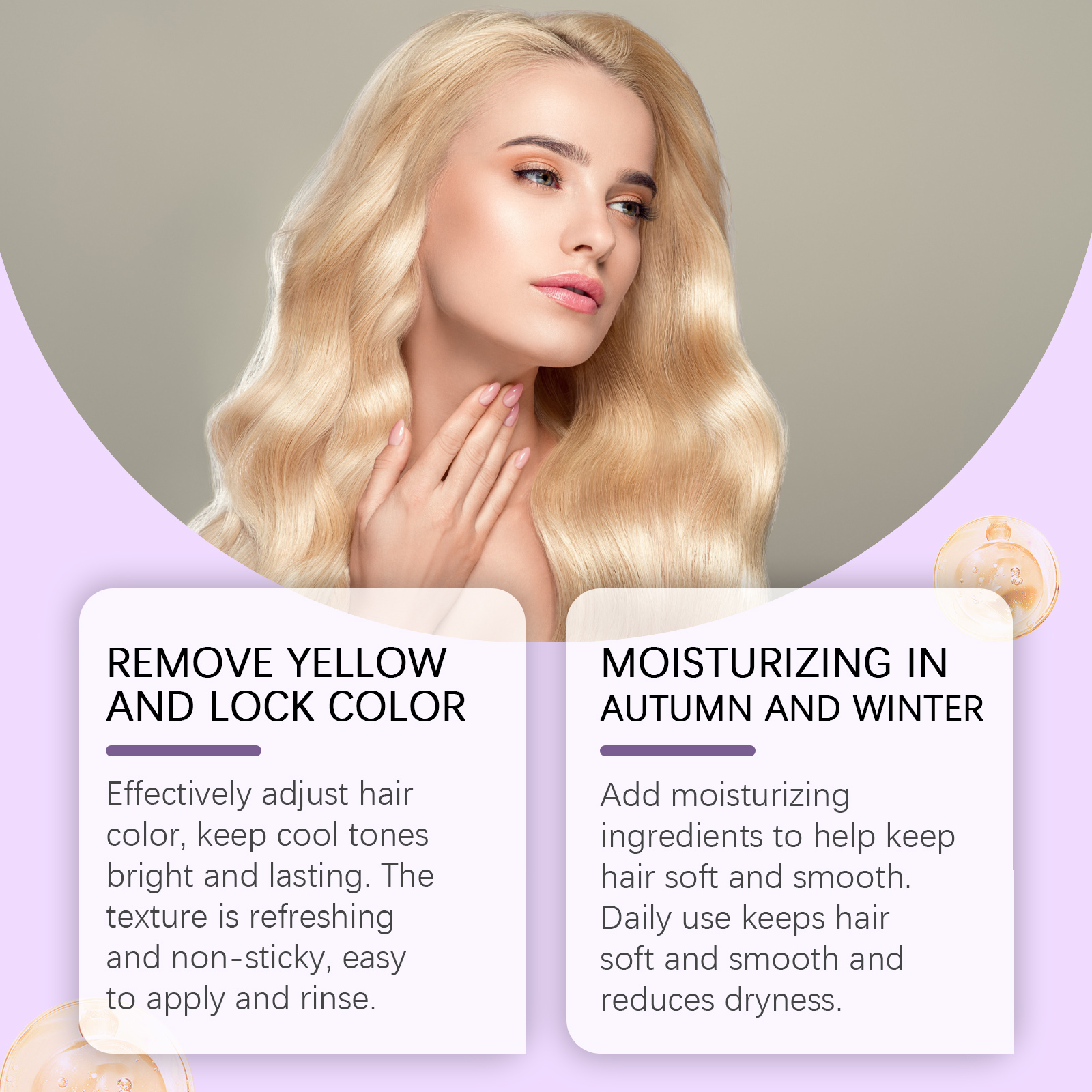 Nourishing Purple Conditioner Hair Care Soft Shine Improve Dry Hair Color Long Lasting Conditioner - Image 3